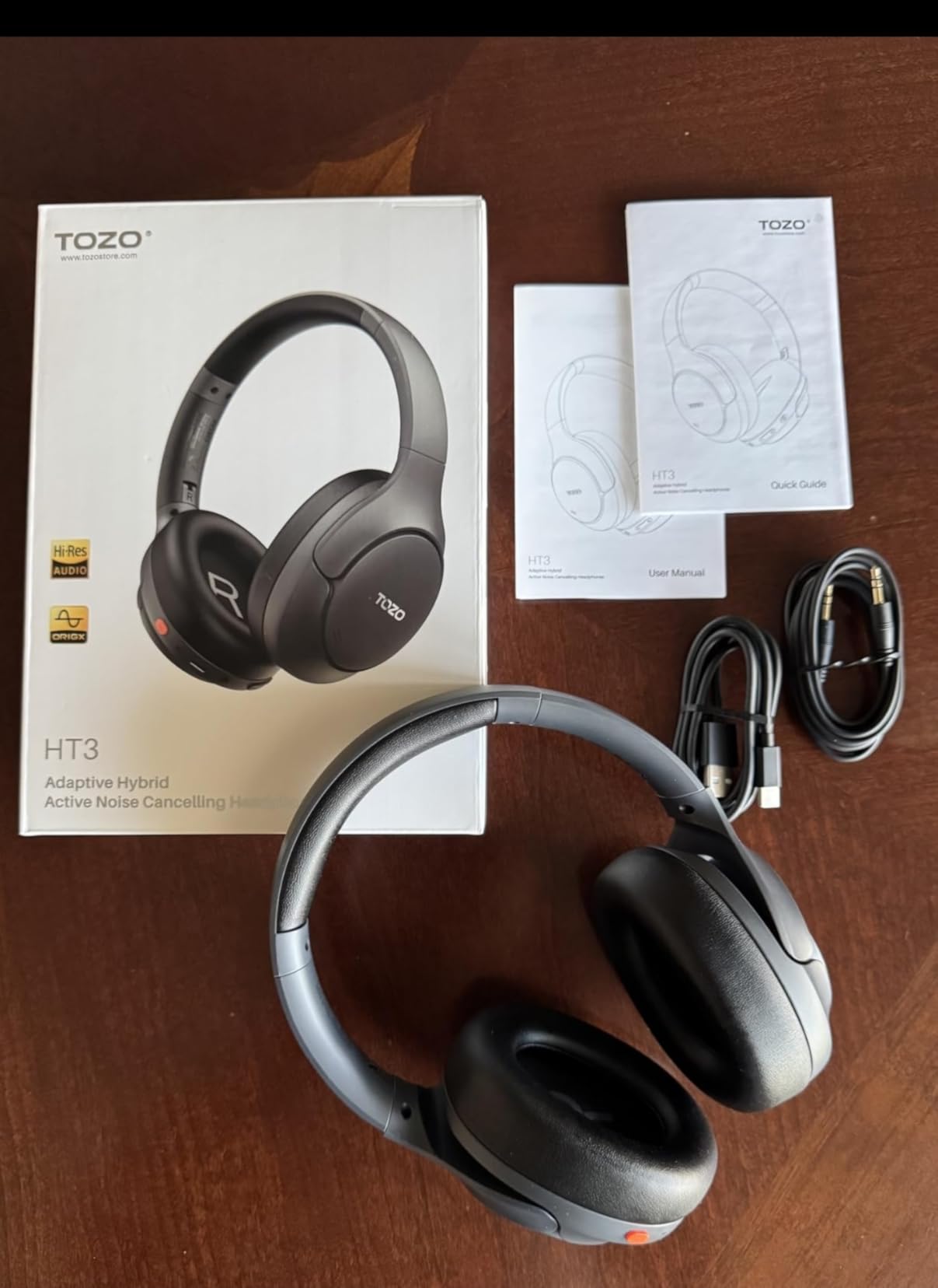 TOZO HT3 Hybrid Noise Cancelling Headphones, 90H Battery Life Wireless Over Ear Bluetooth 6.0 Foldable Headset, AI Voice Assistant with 5 Mics, Connect 2 Devices and Hi-Res Sound, 32 EQ Audio Presets customer photo 2