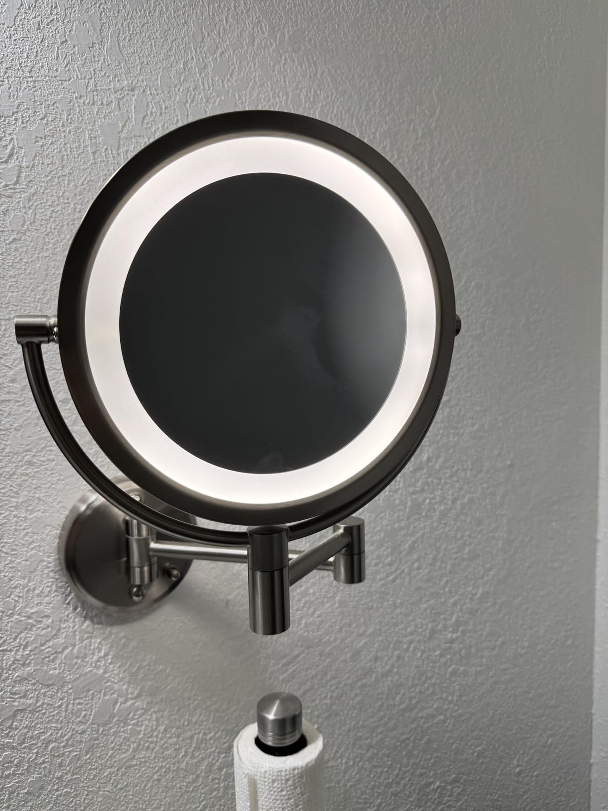 JERDON Wall-Mounted Vanity Mirror with Lights - Hard Wired Makeup Mirror with 8X Magnification & Nickel Finish - Direct Wire Model HL88NLD customer photo 1