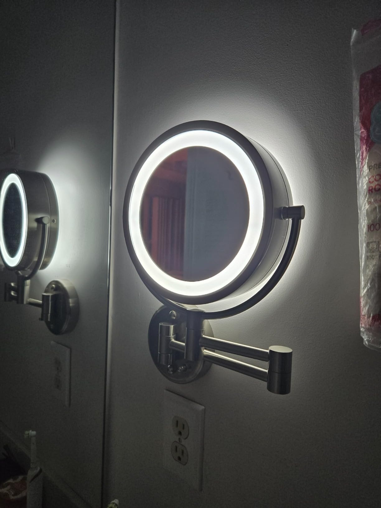 JERDON Wall-Mounted Vanity Mirror with Lights - Hard Wired Makeup Mirror with 8X Magnification & Nickel Finish - Direct Wire Model HL88NLD customer photo 2