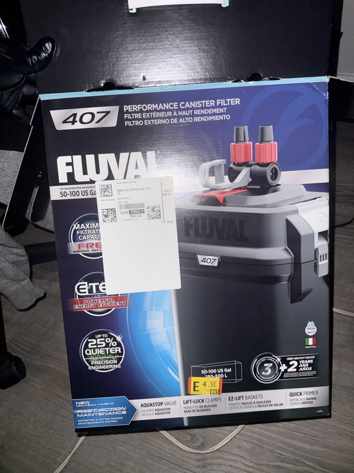 Fluval 407 Perfomance Canister Filter - For Aquariums Up To 100 Gallons - Aquarium Canister Filter customer photo 1