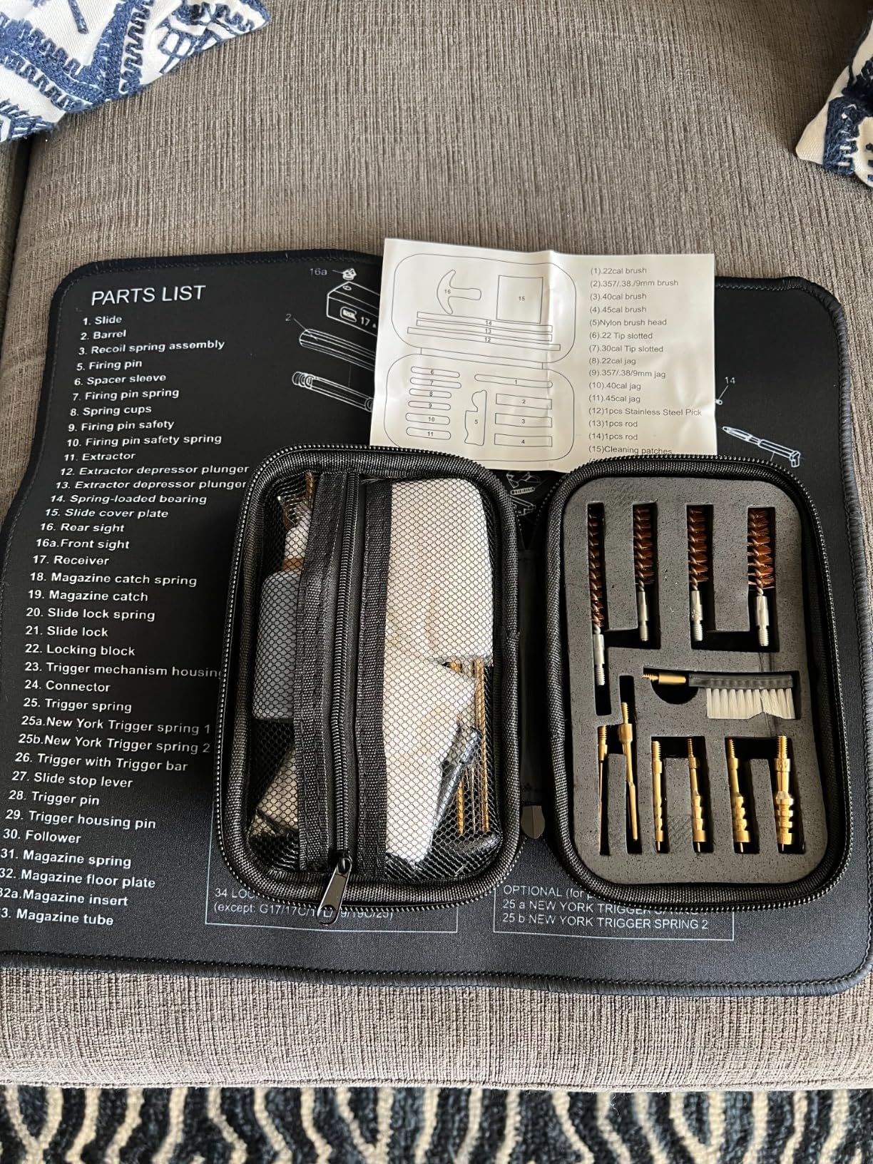 55-Piece Universal Gun Cleaning Kit for Rifles, Pistols & Shotguns - Gun Cleaning Kits for All Guns with Brass Rods, Caliber-Marked Storage & 13.7