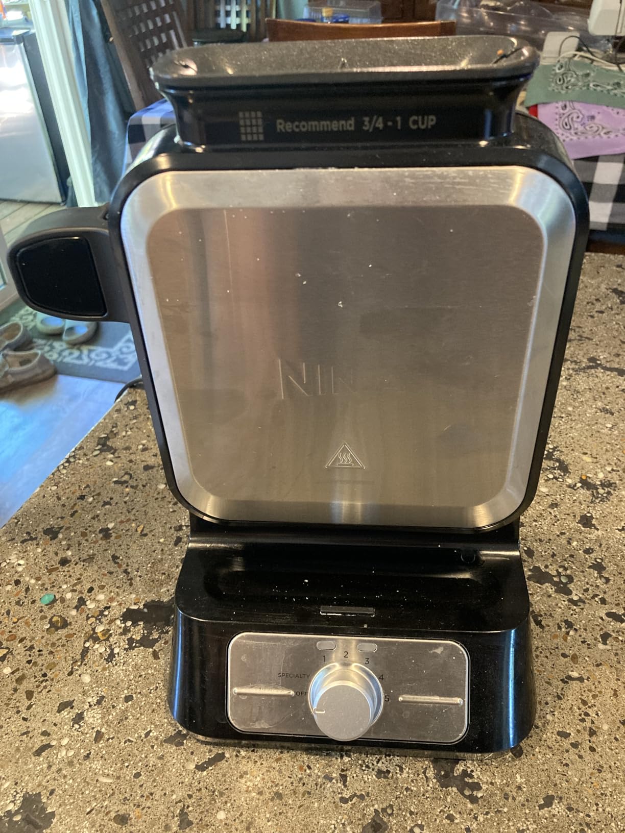 Ninja Belgian Waffle Maker Pro | Vertical Design | 5 Shade Settings with Precision-Pour Cup & Chef-curated Recipe Guide | Black & Silver | BW1001 customer photo 2