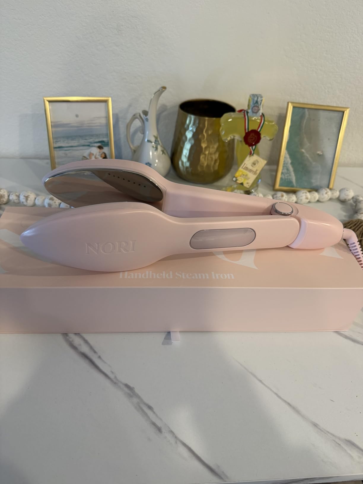 Press Travel Steam Iron - Handheld Iron With Optional Steam Feature - No Ironing Board Required - Easy to Use w/ 6 Fabric Settings - Removes Wrinkles - User Manual Included - White customer photo 2