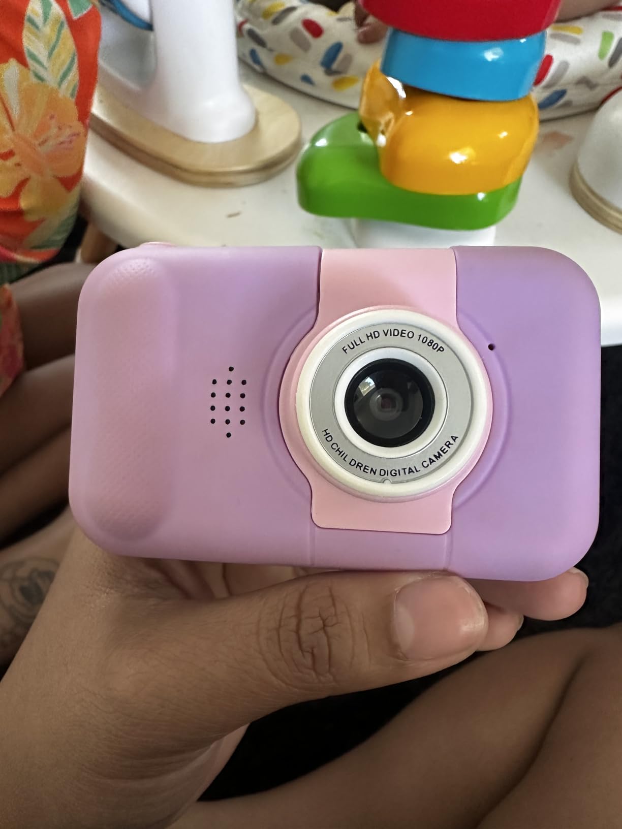 ARNSSIEN Kids Camera for Toddlers with 180° Flip Lens, 2.4 Inch IPS Screen Toddler Digital Camera for Kids 3-12, 32GB Card Included, Birthday Present for Girls & Boys - X101(Blue) customer photo 2