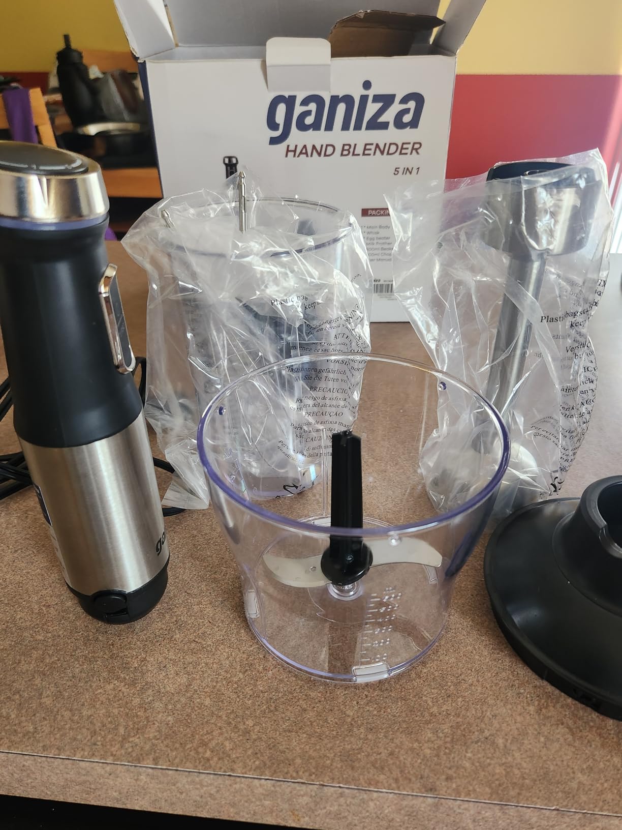 Ganiza Immersion Blender 5 in 1 Hand Blender Max 1000W Heavy Duty Motor, 16 Speed Mode Handheld Blender Stainless Steel Blade With 800ml Mixing Beaker, 600ml Chopper, Whisk and Milk Frother customer photo 2