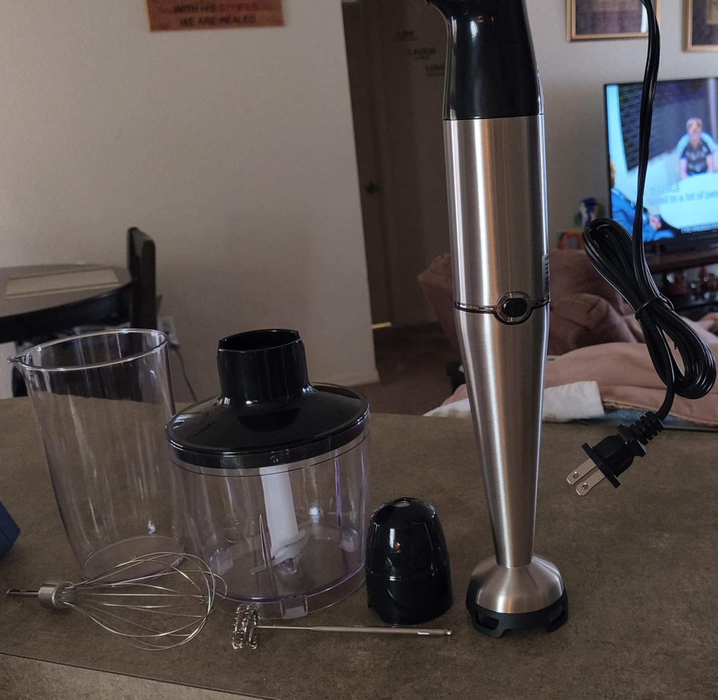 Turelar Immersion Blender Handheld Corded Hand Blenders Set 1100W, Trigger Variable Speed 5 in 1 Stick Emulsifier with Chopper, Whisk and Frother for Soup, Baby Food and Smoothies,Black customer photo 2