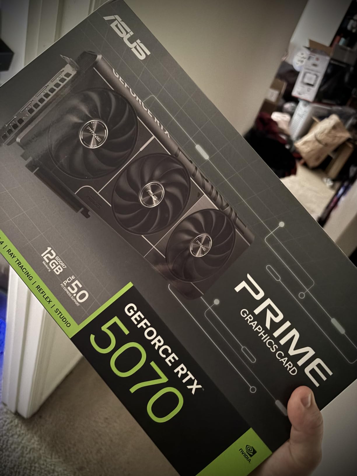 ASUS SFF-Ready Prime NVIDIA GeForce RTX 5070 Graphics Card (PCIe 5.0, 12GB GDDR7, HDMI/DP 2.1, 2.5-Slot, Axial-tech Fans, Dual BIOS), 3 Year Warranty customer photo 1