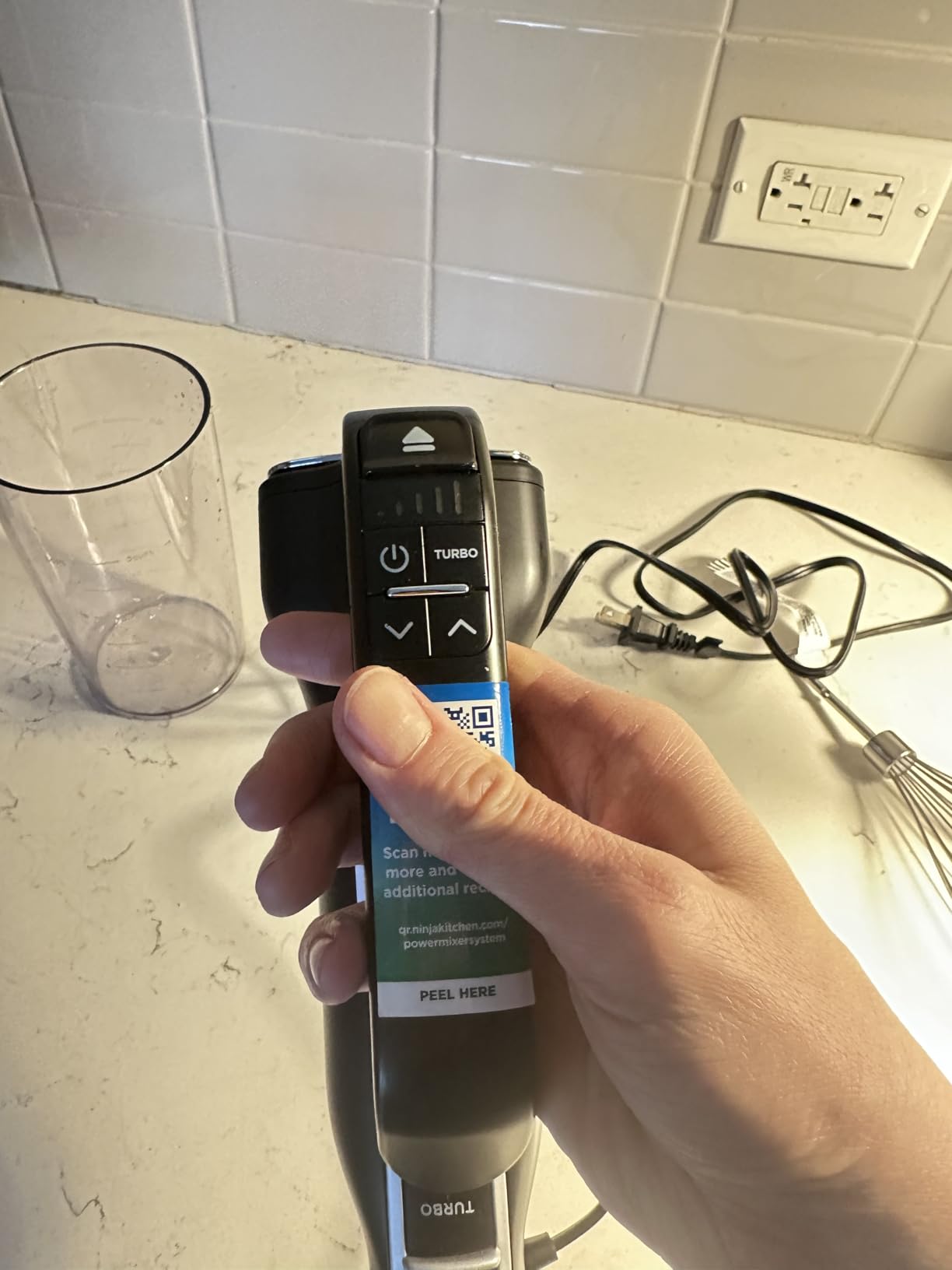 Ninja Immersion Blender and Whisk, Hand Stick Blender, 4 Speeds, with SplatterShield and PanProtect, 4-Cup Blending Vessel, Dishwasher Safe, 5-ft Cord, Ergonomic, Deep Navy, CI201ND customer photo 1