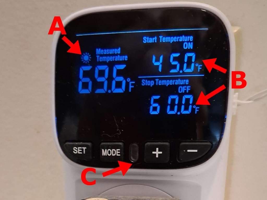 Digital Temperature Controller, Heating & Cooling Thermostat Plug Outlet, -40°F~210°F, 15A 1800W, LCD Display, Temperature Controlled Outlet for Home, Greenhouse, Chicken Coop, Reptile customer photo 2