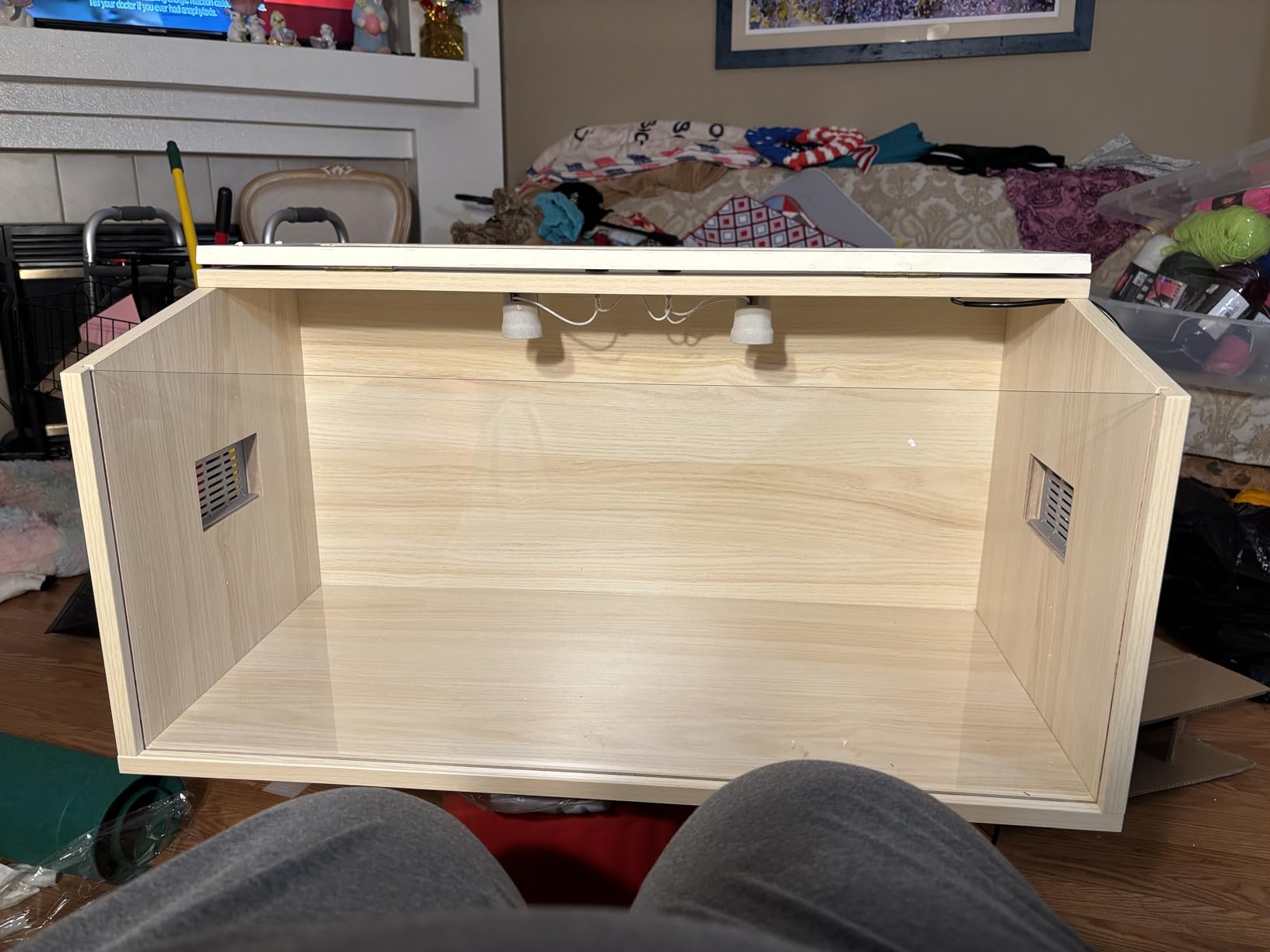 PROLEE Bearded Dragon Tank, Wooden Reptile Tank and Lizard Tank, Tempered Glass Large Bearded Dragon Enclosure with Built-in Lamp Fixture (48X20X20inch, 80 Gallons) customer photo 1