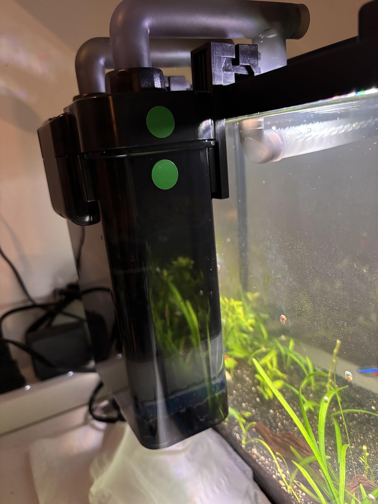 AQUASMITH Hang on Back Aquarium Filter, Ultra-Quiet Small Canister Filter, Multi-Layered Filtration, Bottom Anti-Dry Burn Motor, Extra-Large Filter (92GPH for 5-20 Gallon) customer photo 2