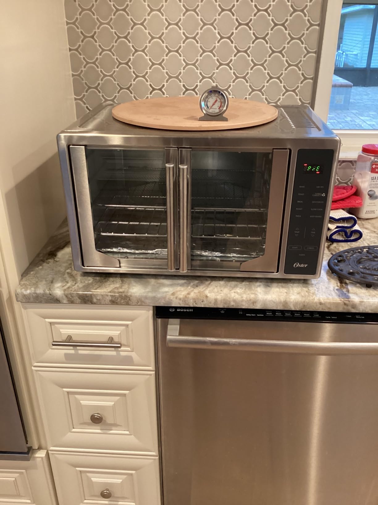 Oster Extra Large 42L French Door Countertop Toaster Oven, 10-in-1 Air Fryer Oven, with Air Fry Rack, Wire Rack, Baking Pan and Crumb Tray, Stainless Steel customer photo 1