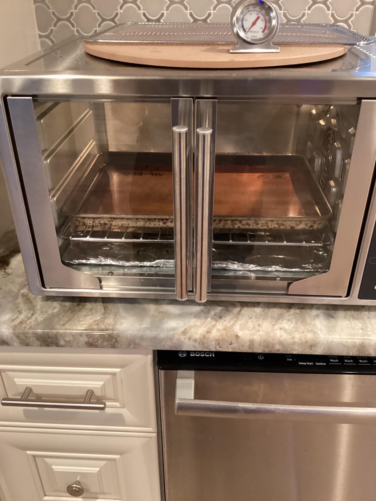 Oster Extra Large 42L French Door Countertop Toaster Oven, 10-in-1 Air Fryer Oven, with Air Fry Rack, Wire Rack, Baking Pan and Crumb Tray, Stainless Steel customer photo 2