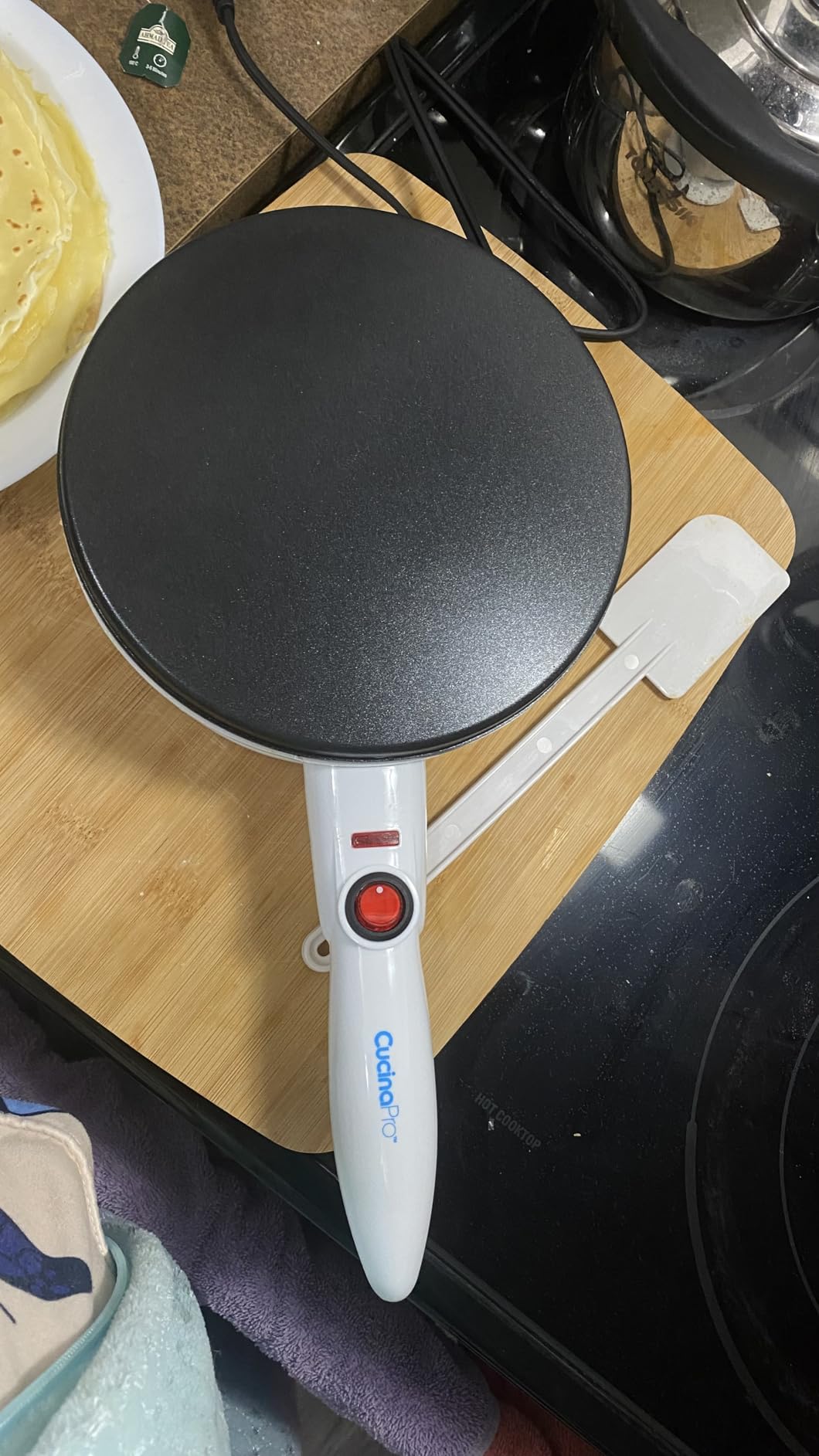 CucinaPro Cordless Crepe Maker, Non-Stick Dipping Plate, Electric Base | Breakfast Essential with Recipe Guide, Batter Spatula, Portable Hot Plate Compact Baker, Morning Brunch, Dessert Gift for Her customer photo 2