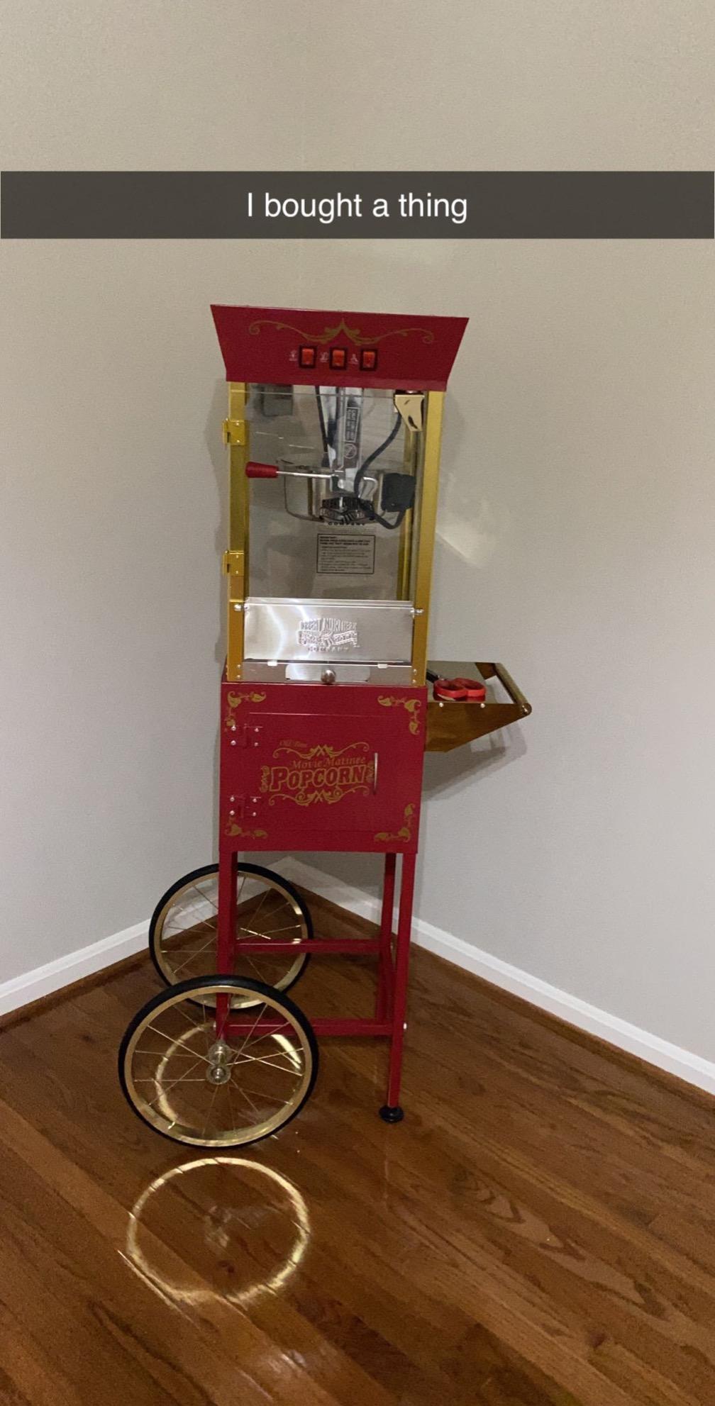 Matinee Popcorn Machine with Cart - 8oz Popper with Stainless-Steel Kettle, Warming Light, and Accessories by Great Northern Popcorn (Red) customer photo 2