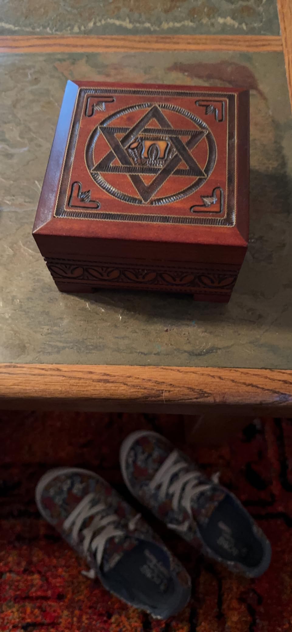 Star of David Wood Keepsake Box Judaica Handmade Box with Lock and key customer photo 1