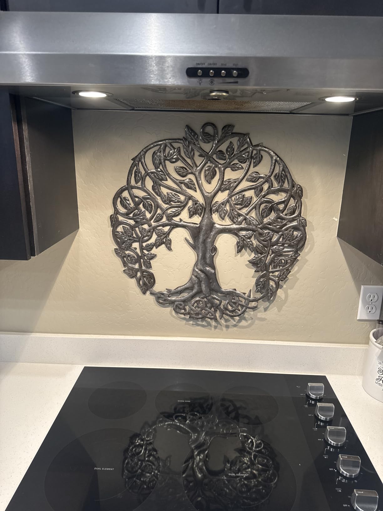 Tree of Life Metal Wall Art, Contemporary Iron Artwork Decor, Celtic Family Trees, 23 In. x 23 In. Round Modern Plaque, Handmade in Haiti, Fair Trade Certified customer photo 1