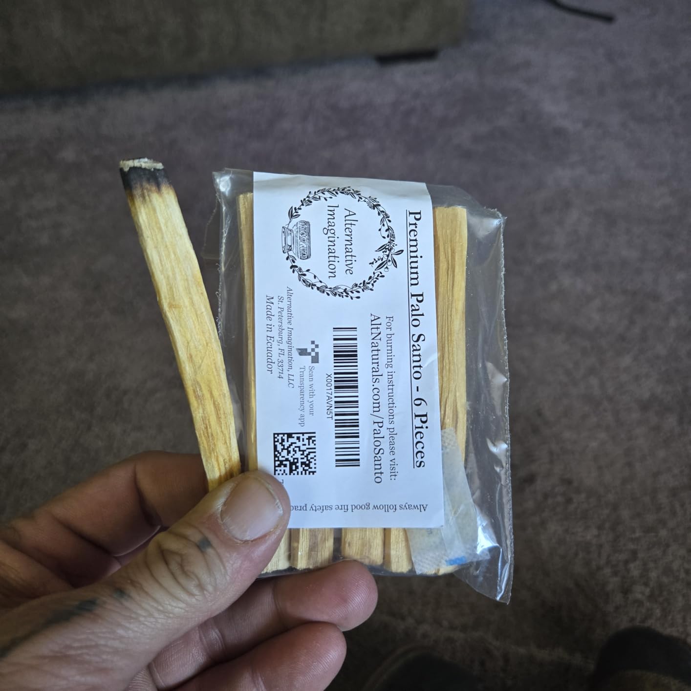 Palo Santo Sticks - Incense Sticks for Spiritual Cleansing, Stress Relief, Meditation Accessories, Home Fragrance - Sustainably Wild Harvested - Pack of 6 - Alternative Imagination customer photo 2