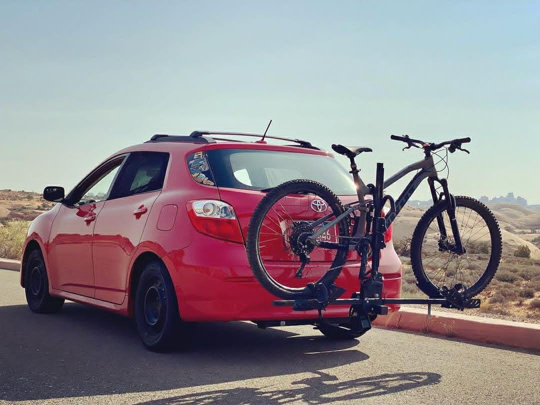 Chinook Hitch Mount Bike Rack - Locking Platform Carrier for 2 Bikes, Cam Lever Tilt & Fold Design, Adjustable Wheel Trays, Anti-Wobble Stability, 1-1/4