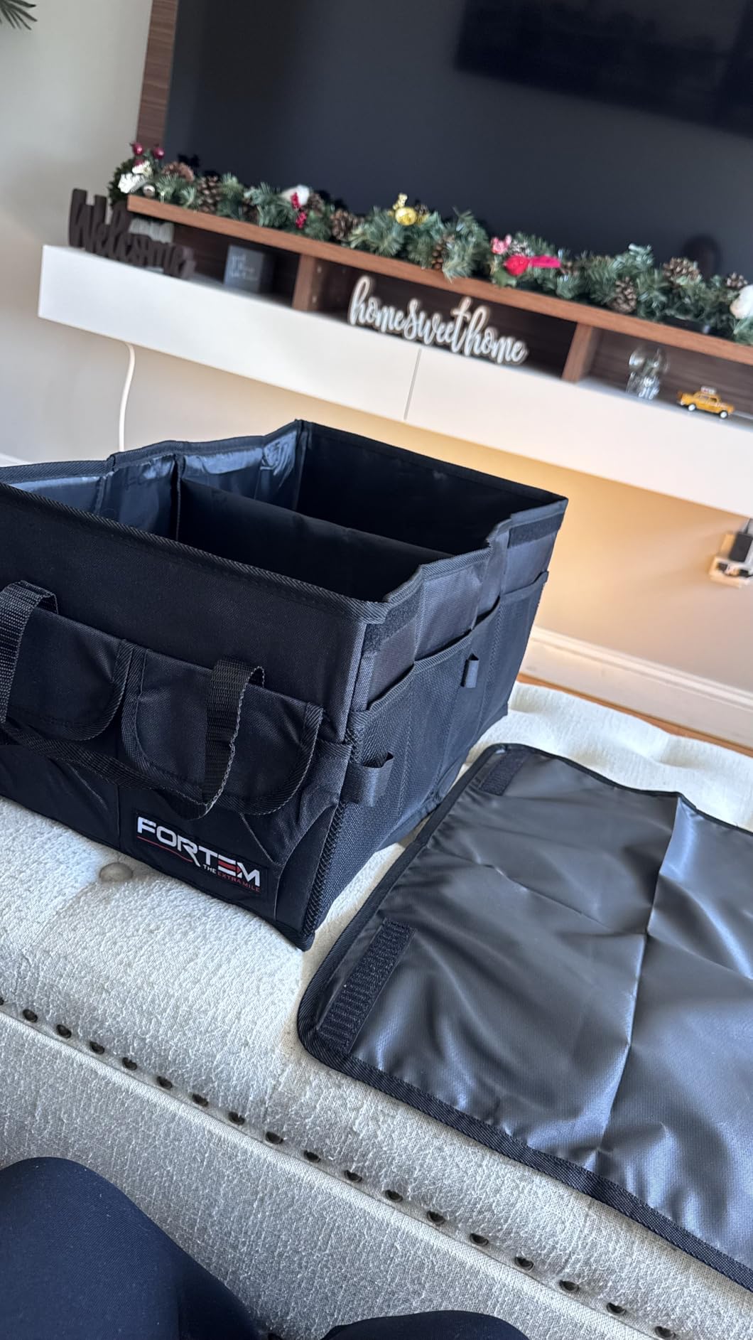 FORTEM Trunk Organizer For SUV Car Trunk Organizer, Foldable Storage, Car Accessories for Women Men, Collapsible Bag, 600D Oxford, Non Slip Bottom, Straps, Soft Cover (50L) customer photo 2