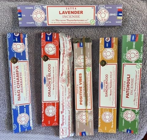 Satya Incense Gift Set Nag Champa, Super hit, Dragon's Blood, Sandalwood, Patchouli, Lavender, Positive Vibes, 15 g customer photo 2