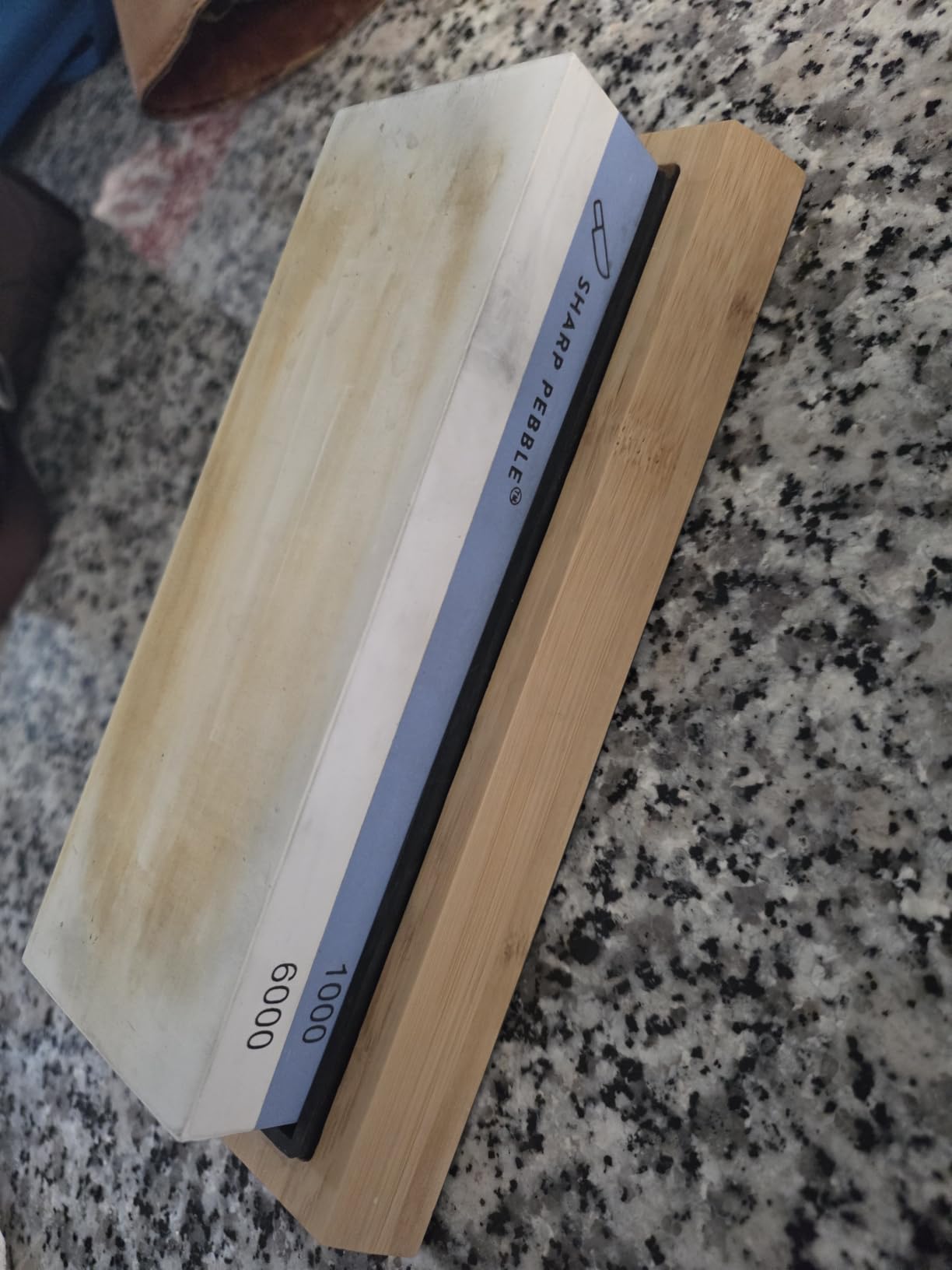 Sharp Pebble Whetstone Knife Sharpener – 1000/6000 Grit Sharpening Stone | Angle Guide for Foolproof Results – Wet Stone Sharpener & Honing Kit with Non-Slip Bamboo Base- Guided Beginner Instructions customer photo 1