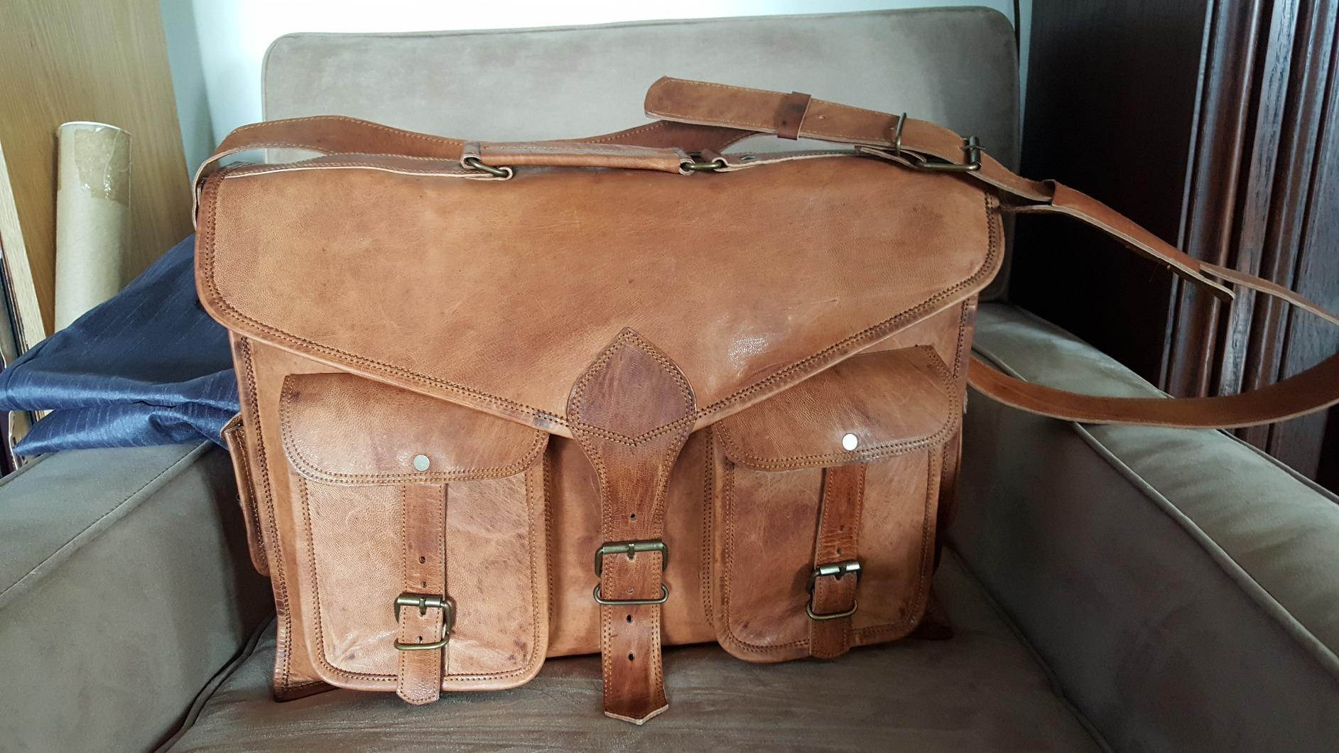 KomalC 18 Inch Leather Briefcase Laptop Messenger Bag for Men & Women customer photo 1