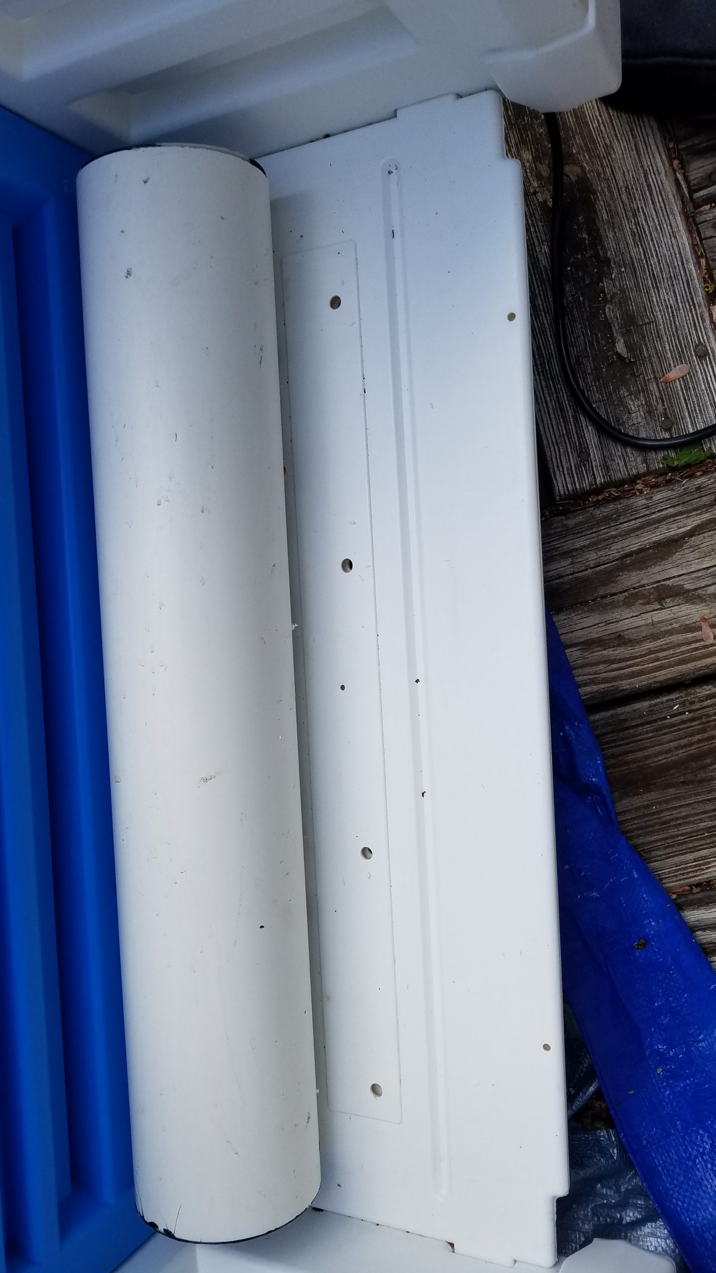 Confer Plastics Step-1X Above Ground Pool Entry System - Dual Handrails, Slip-Resistant Steps, Supports 400 lbs, Easy Installation, Warm Grey with Blue Treads, Made in USA customer photo 1