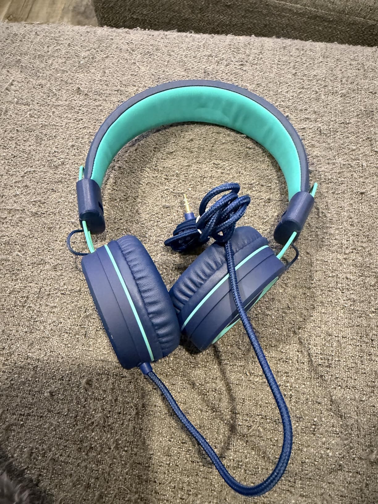 Kids Headphones - noot products K11 Foldable Stereo Tangle-Free 3.5mm Jack Wired Cord On-Ear Headset for Children/Teens/Boys/Girls/Smartphones/School/Kindle/Airplane Travel/Plane/Tablet (Navy/Teal) customer photo 1