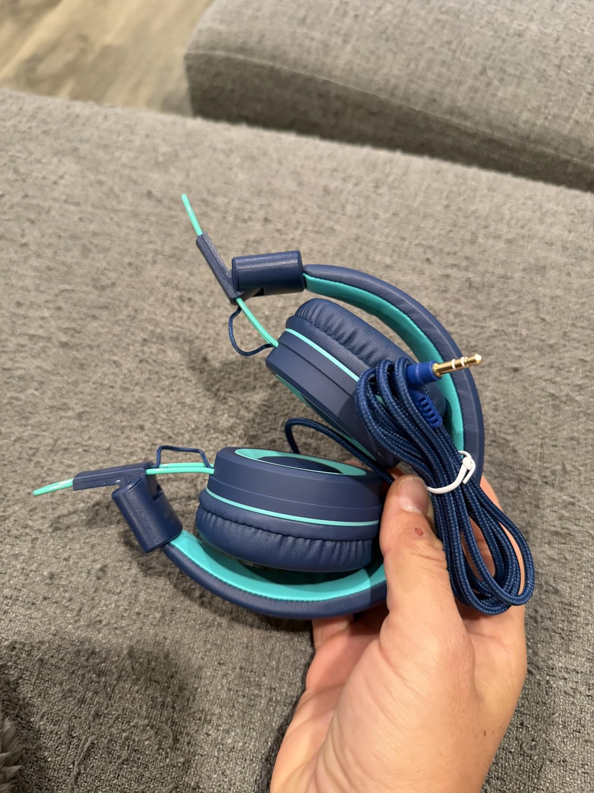 Kids Headphones - noot products K11 Foldable Stereo Tangle-Free 3.5mm Jack Wired Cord On-Ear Headset for Children/Teens/Boys/Girls/Smartphones/School/Kindle/Airplane Travel/Plane/Tablet (Navy/Teal) customer photo 2