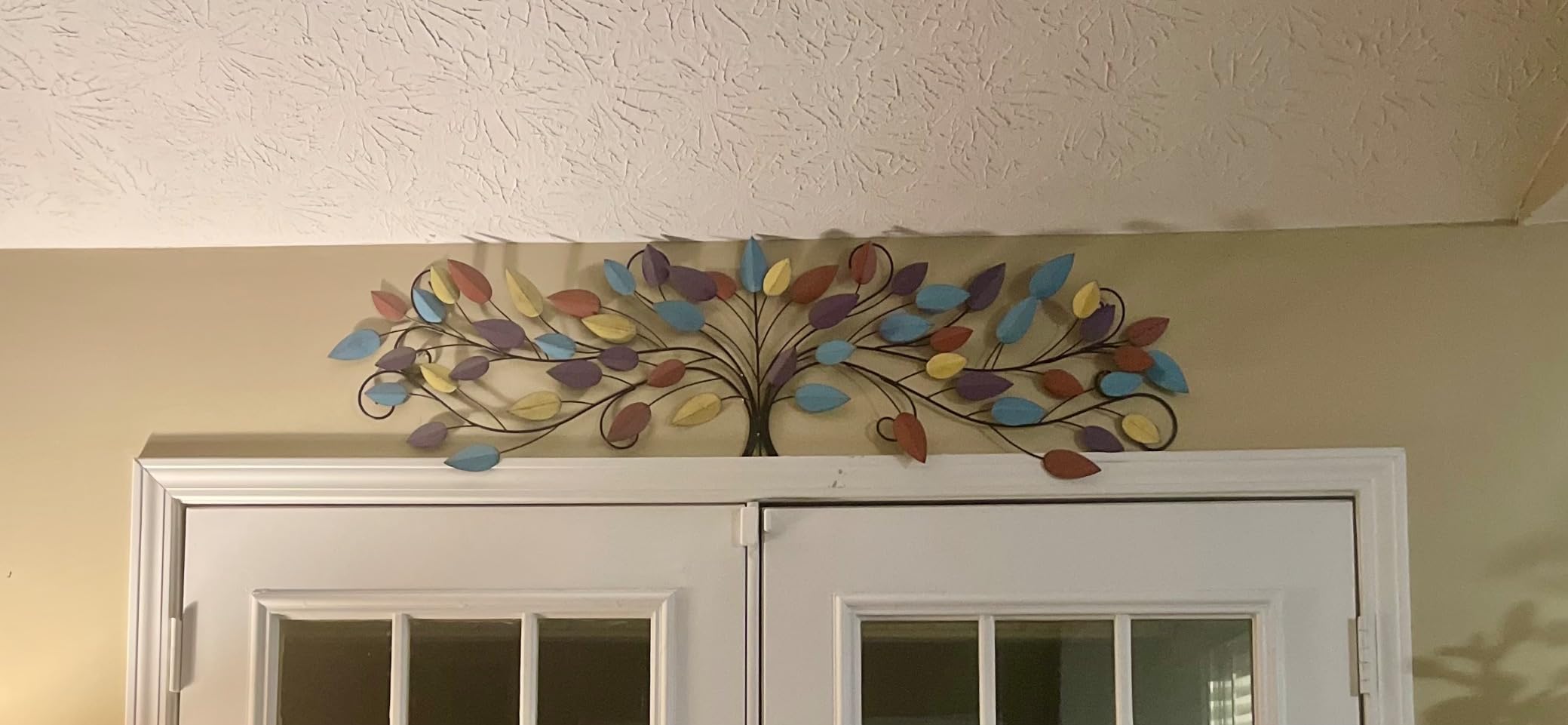 Bellaa 21987 Tree of Life Metal Wall Art Scroll Vine Olive Branch Leaf Decor Wrought Iron Rustic Sculptures Above the Bed Living Room Outdoor Garden Decoration 52 Inch customer photo 1