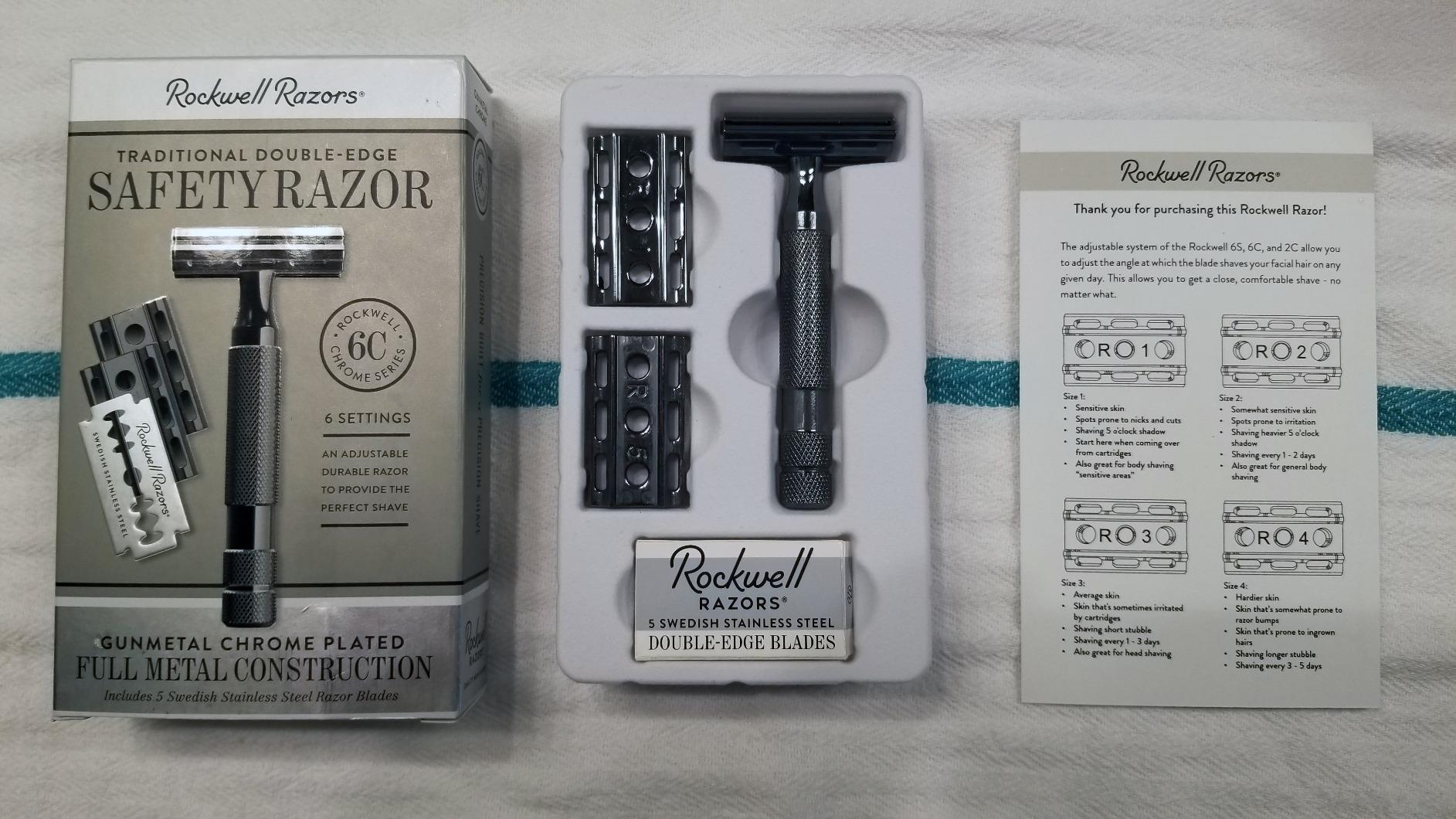ROCKWELL RAZORS 6C White Chrome Safety Razor for Sensitive Skin. Reduces Razor Burn and Irritation. Comes with 6 Adjustable Shave Settings and 5 Recyclable Blades. Reusable Razor for Men and Women customer photo 1