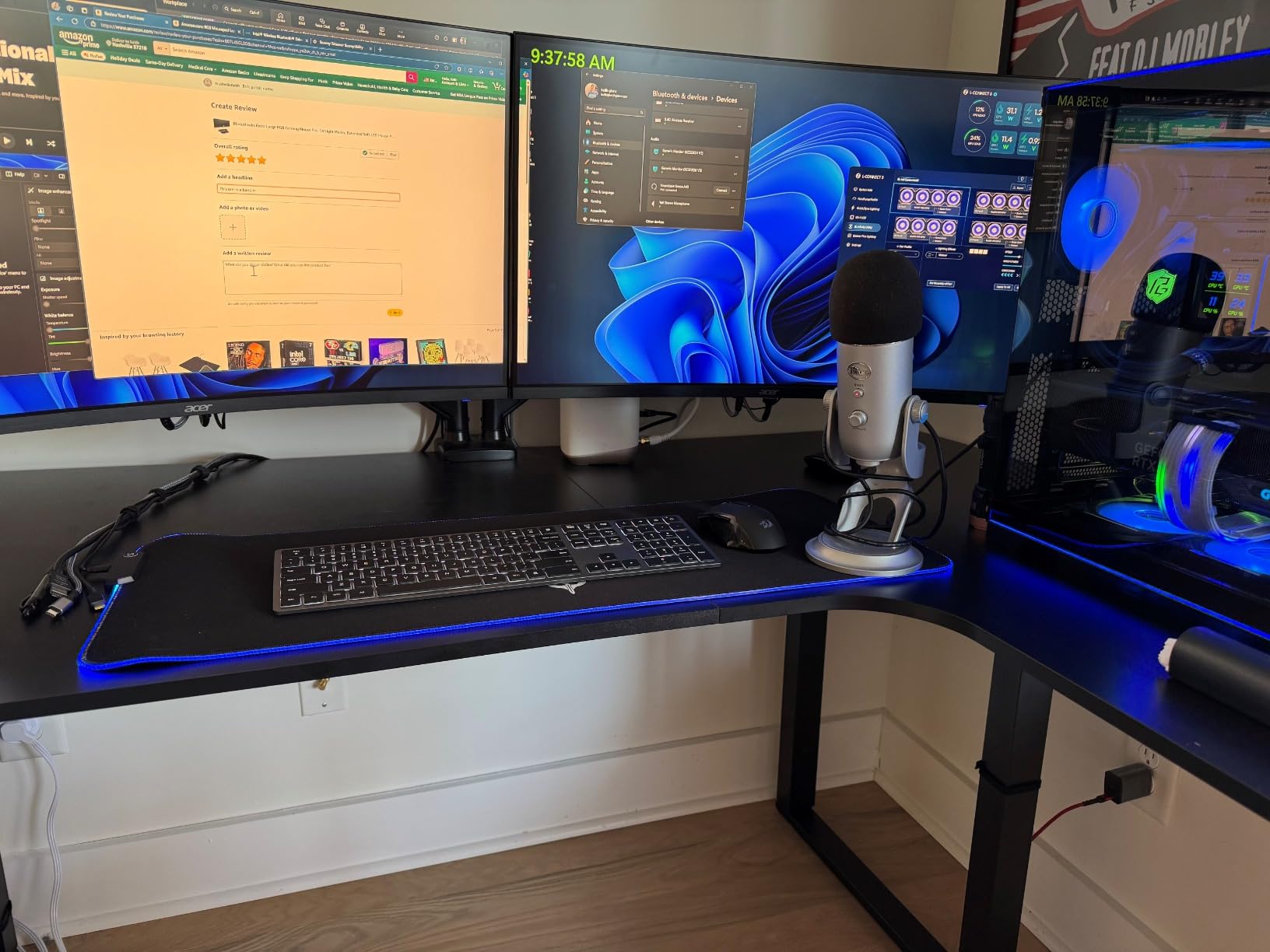 BladeHawks Extra Large RGB Gaming Mouse Pad - 14 Light Modes, Extended Soft LED Mouse Pad, Anti-Slip Rubber Base, Computer Keyboard Mousepad Mat (31.5 x 12 Inch) customer photo 2