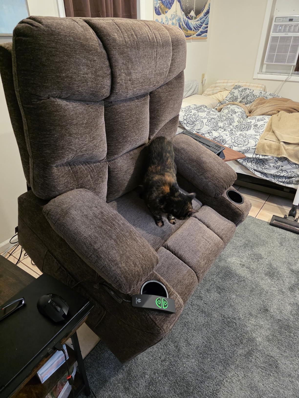 MCombo Power Lift Recliner Chair with Extended Footrest for Elderly People, Fabric 7287 (Brown, Medium) customer photo 2