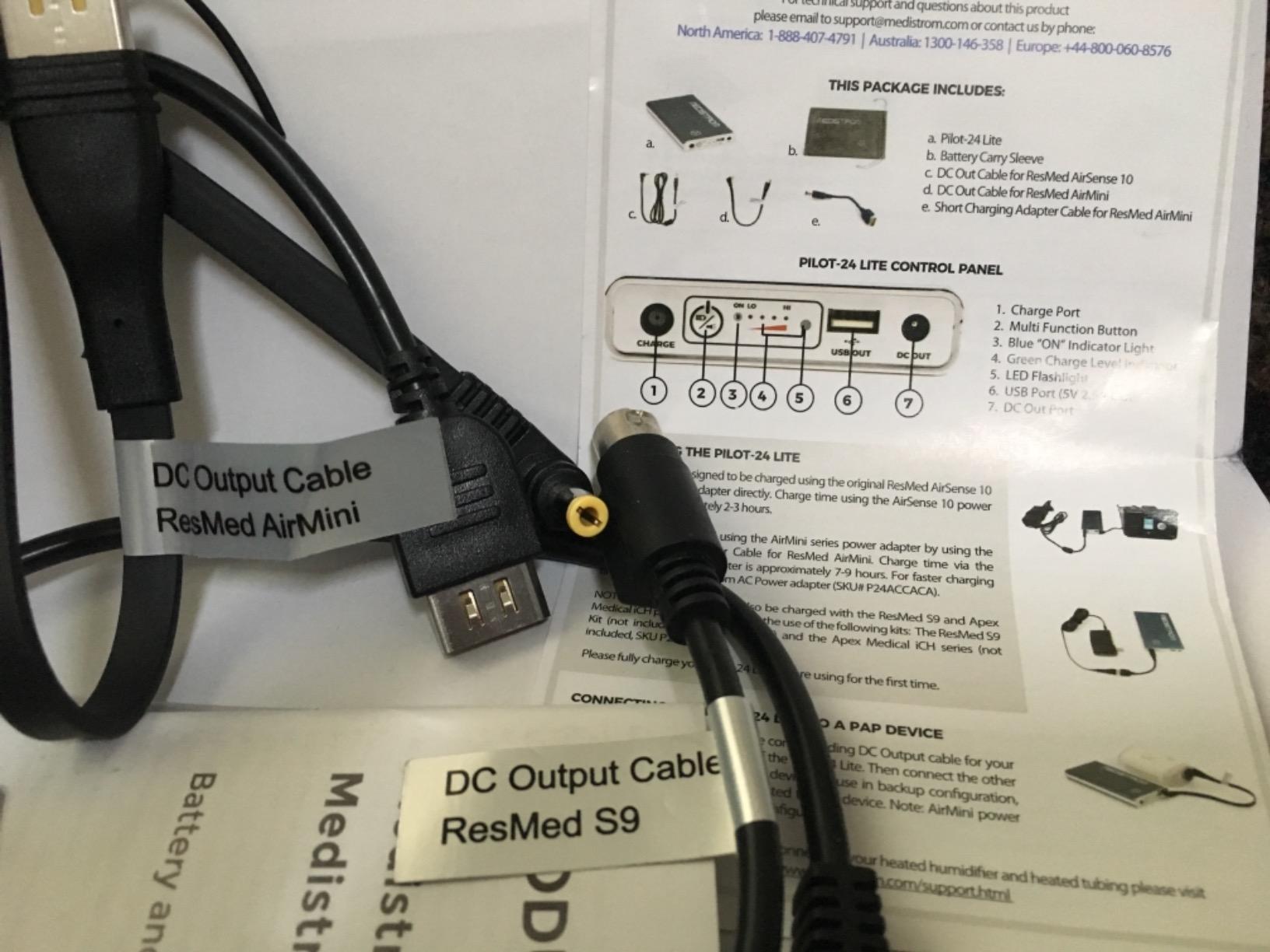 Medistrom Pilot-24 Lite Bundled with Cables for ResMed S9, AirSense 10, AirMini - 95Wh CPAP Battery Backup Power Supply, TSA Approved customer photo 1