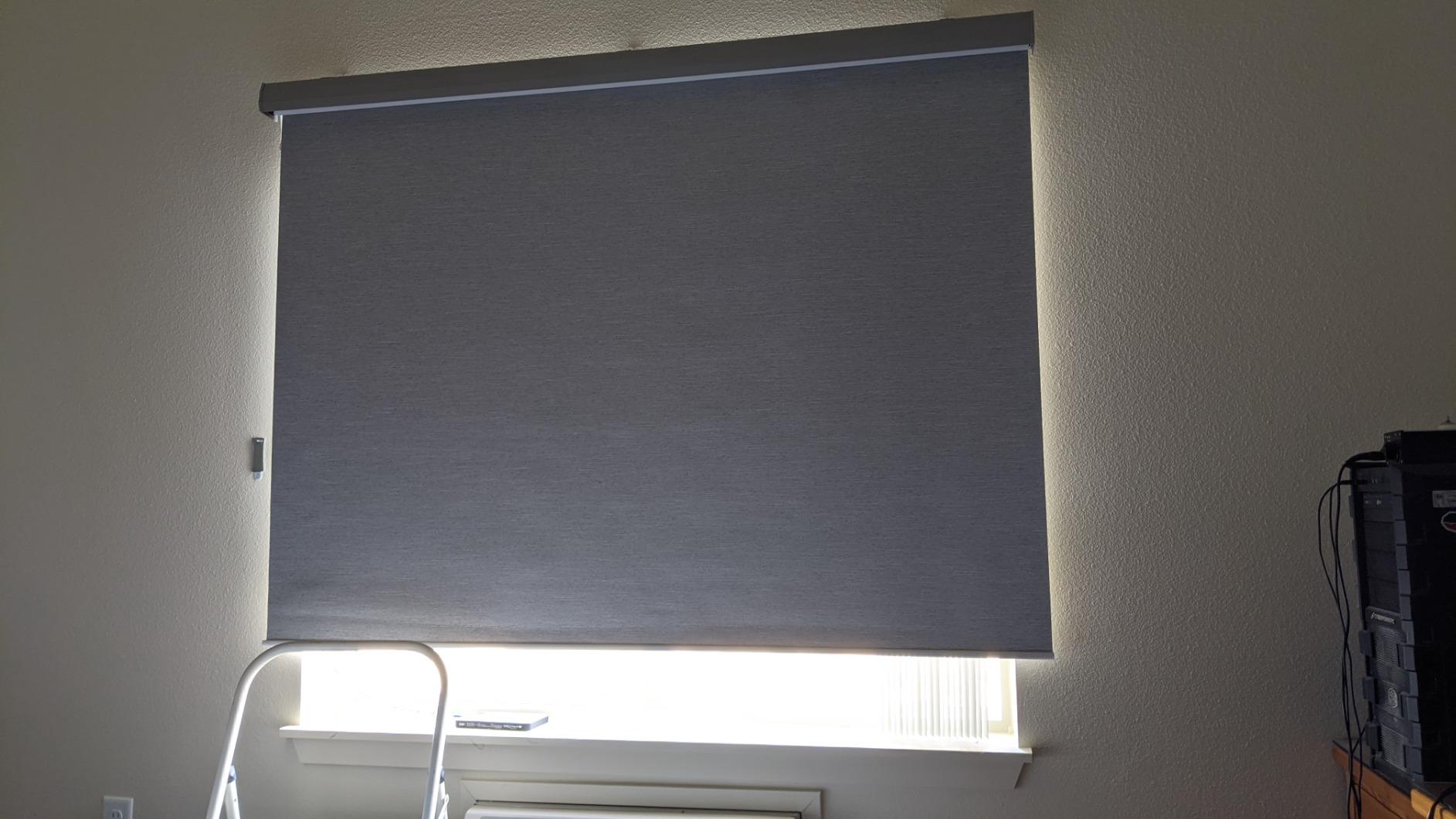 Graywind Motorized Roller Shades 100% Blackout Free Stop Window Shades Cordless Wireless Remote Control Window Roller Blinds with Valance for Smart Home and Office customer photo 1
