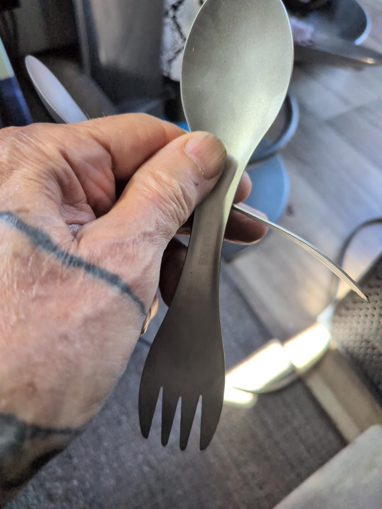 Titanium 2 in 1 Fork and Spoon Combo 2-Pack Ultra Lightweight Camping Utensil, Eco-Friendly Spork for Backpacking, Hiking, Outdoors customer photo 1