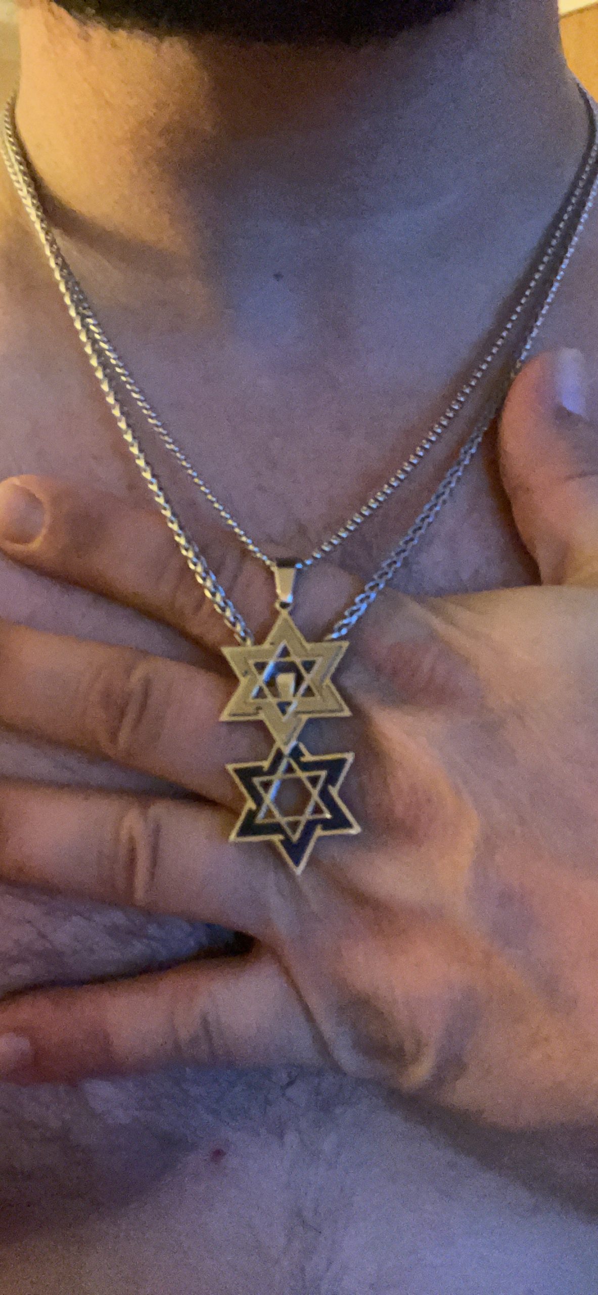 555Jewelry Star of David Necklace for Men, 2 Tone Stainless Steel Jewish Star - Necklace with 16-24 Inch Box Chain - Star of David Pendant customer photo 2