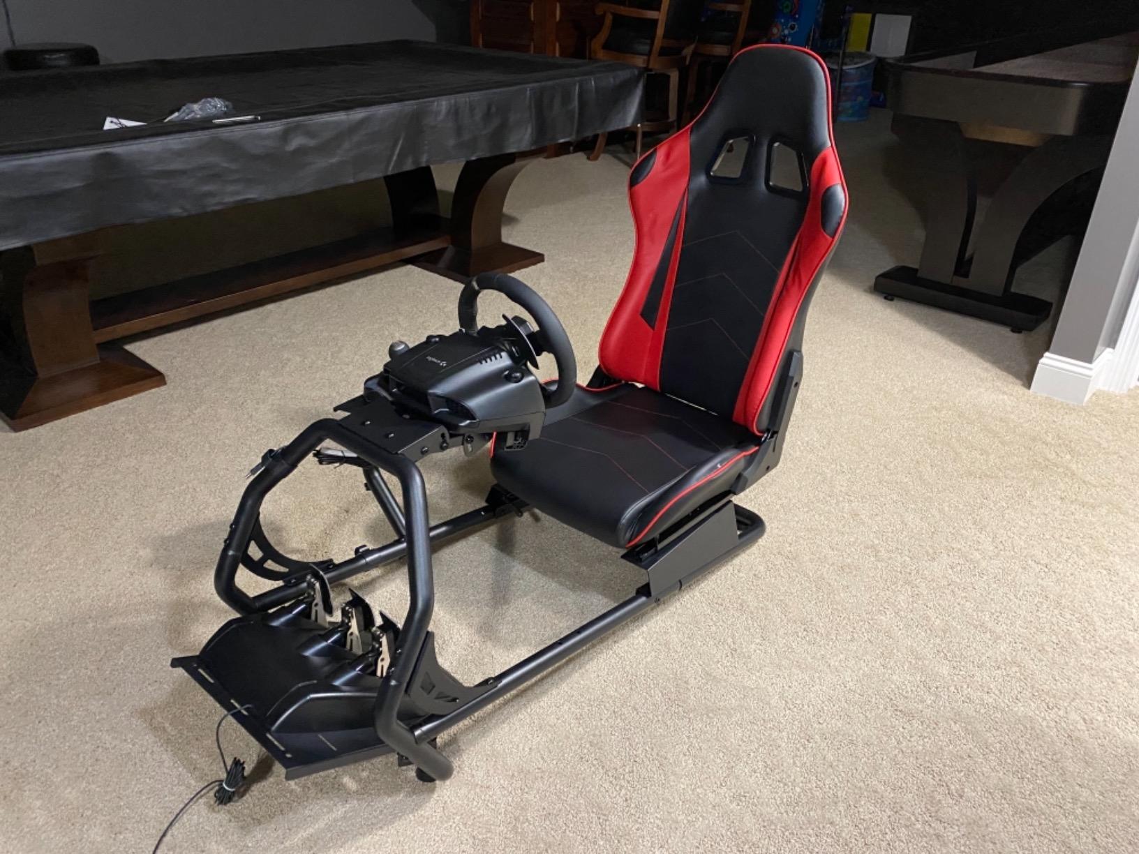 VIVO Racing Simulator Cockpit with Wheel Stand, Gear Mount, Chair and Frame Only, Fits Logitech, Thrustmaster, Fanatec, Compatible with Xbox One, PlayStation, PC Video Game, Red Stripe, STAND-RACE1B customer photo 2