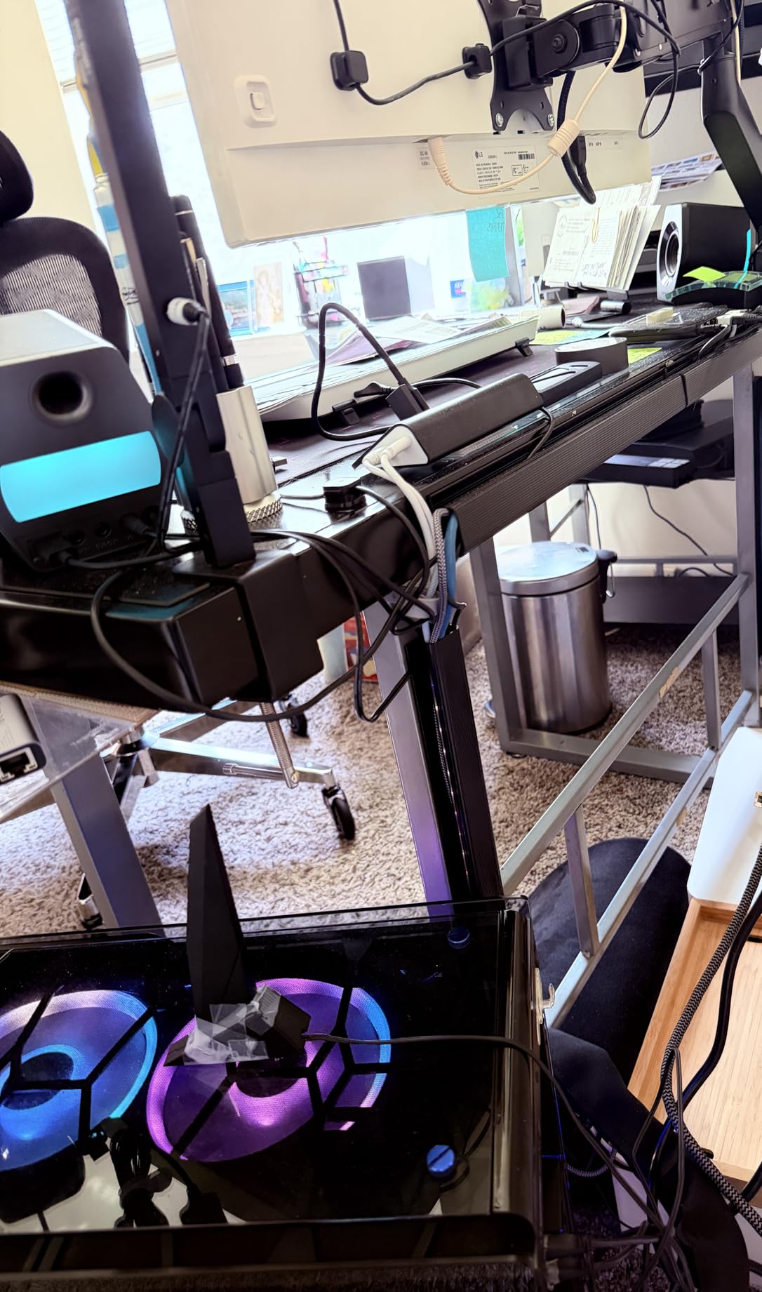 EVEO Cable Management Under Desk Kit (6 Units) - Under Desk Cable Management Cord Hider, Cable Hider Cord Management, Cable Organizer, Cable Raceway | Self-Adhesive 96'' J Channel 6X16 - Black customer photo 1
