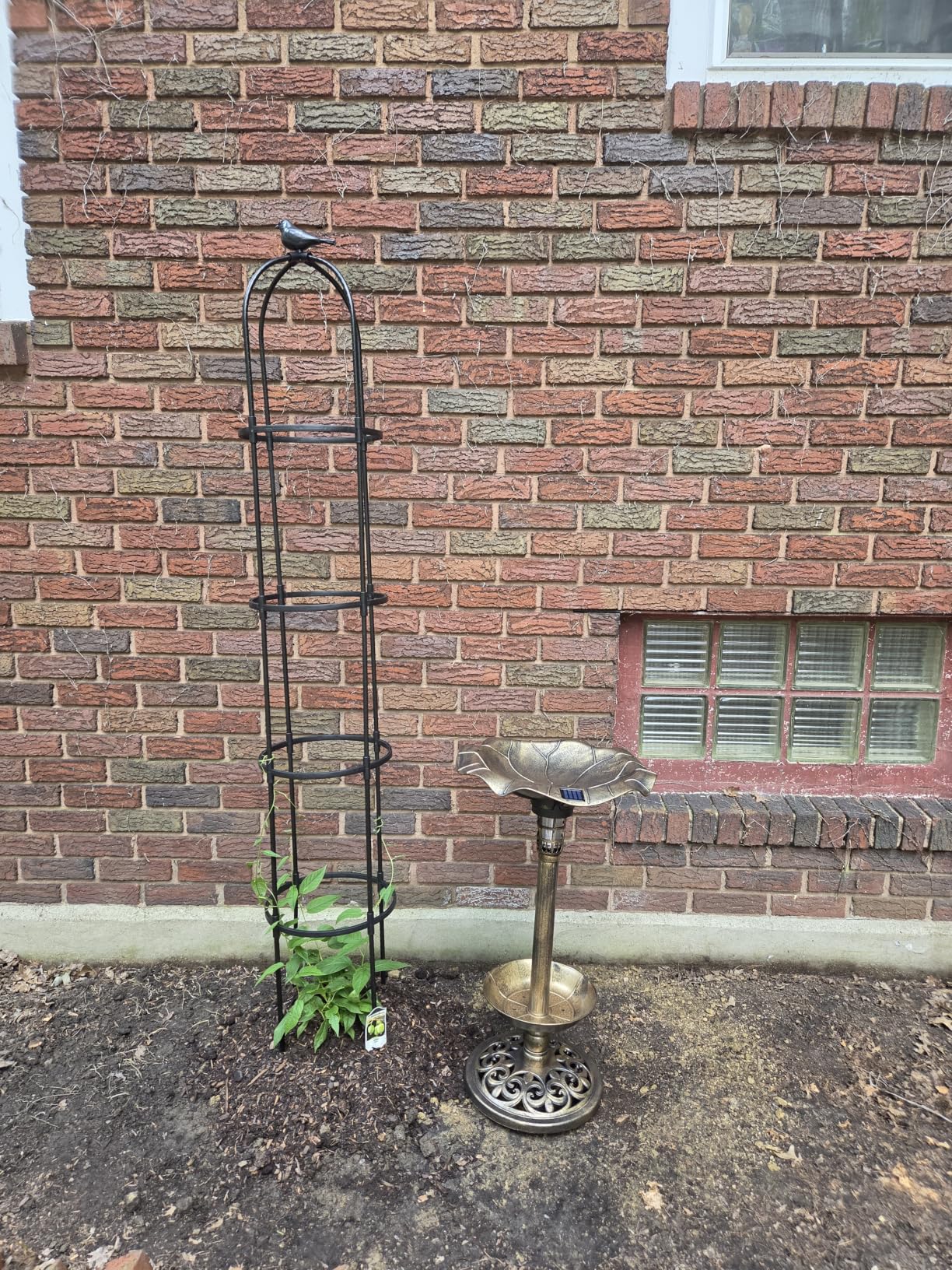 Best Choice Products Outdoor Solar Lighted Pedestal Bird Bath Fountain Decoration w/Planter, Integrated Panel, Scroll Accents for Lawn, Garden - Green customer photo 2