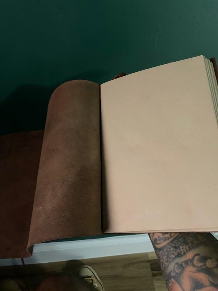 HLC Leather Journal Notebook (6x8 in) - Vintage Leather Bound Journals Handmade Rustic Finish Book for Men and Women Unlined Leather Craft Paper 300 Pages customer photo 2