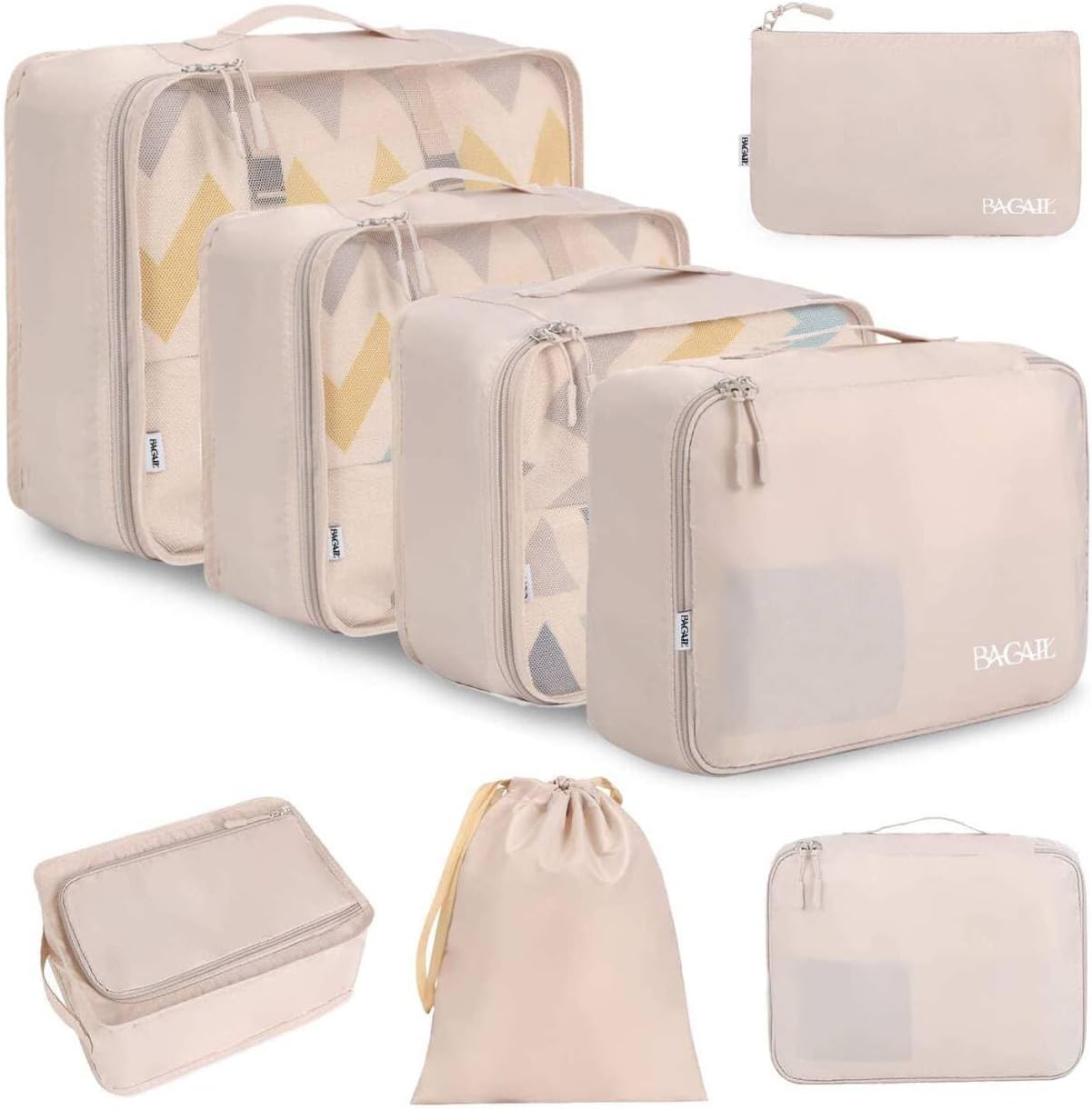 BAGAIL 8 Set Packing Cubes Luggage Packing Organizers for Travel Accessories - Cream customer photo 1