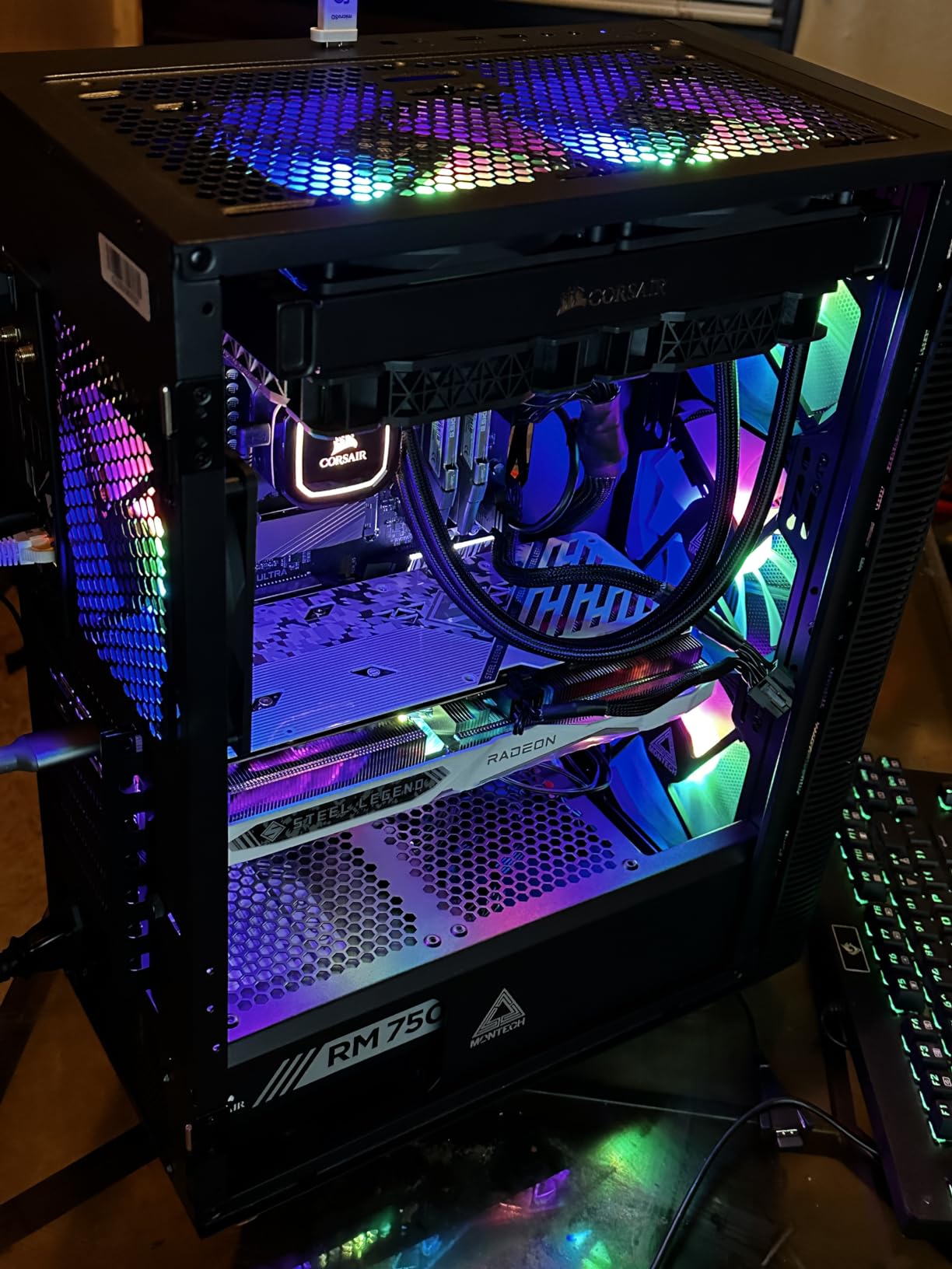 Montech X3 Mesh, 6 Fans - 3X 140mm & 3X 120mm Fixed RGB Lighting Fans, ATX Mid-Tower PC Gaming Case, USB3.0, Door Open Tempered Glass Side Panel, High Airflow, Black customer photo 1