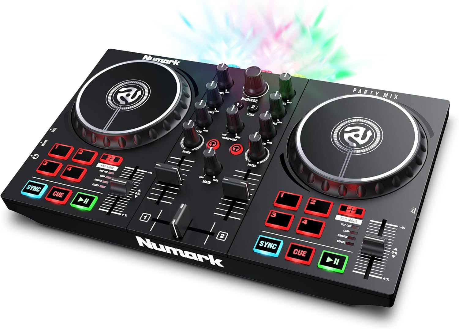 Numark Party Mix II DJ Controller with Built-in Lights | 2-Deck, DJ Mixer, Touch-Capacitive Wheels, Integrated Audio Interface, and Serato DJ Lite customer photo 1