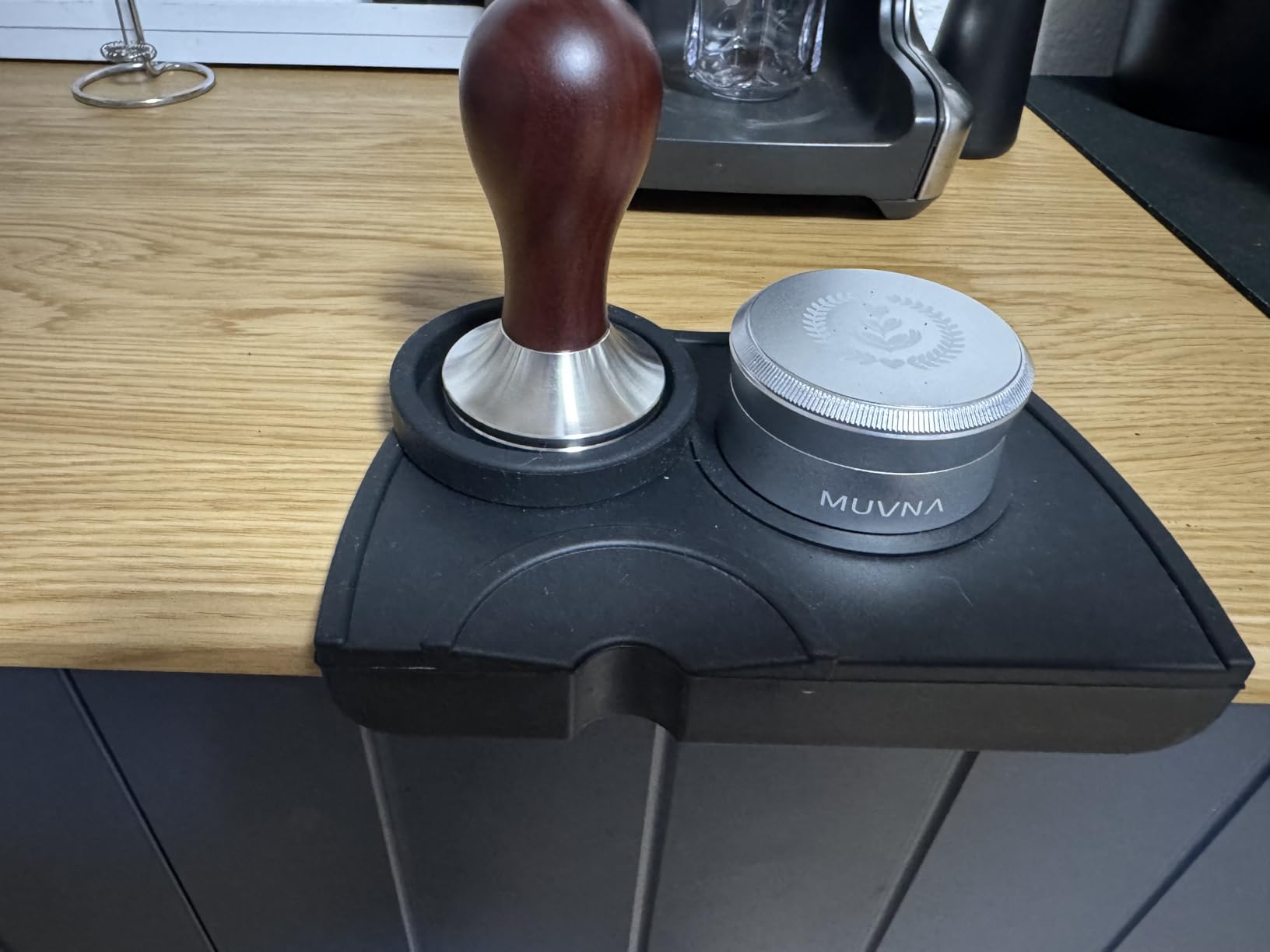Coffee Tamper Espresso Press with Tamper Mat - 304 Stainless Steel Flat Base with Wooden Handle (51MM) customer photo 1