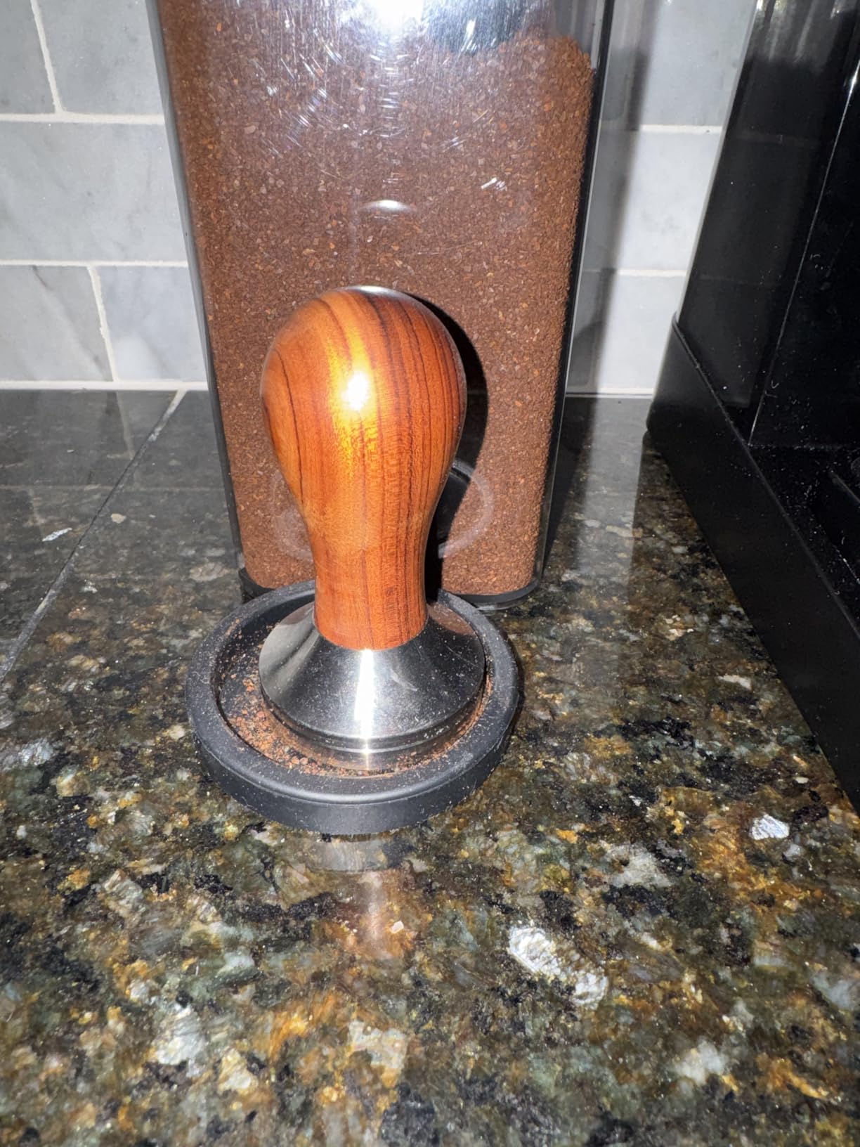Coffee Tamper Espresso Press with Tamper Mat - 304 Stainless Steel Flat Base with Wooden Handle (51MM) customer photo 2