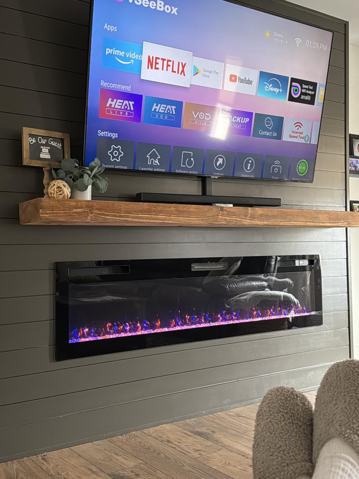 BOSSIN 72 inch Ultra-Thin Silence Linear Electric Fireplace, Recessed Wall Mounted Fireplace, Fit for 2 x 4 and 2 x 6 Stud, 12 Adjustable Flame Color & Speed, Remote Control with 8h Timer customer photo 1