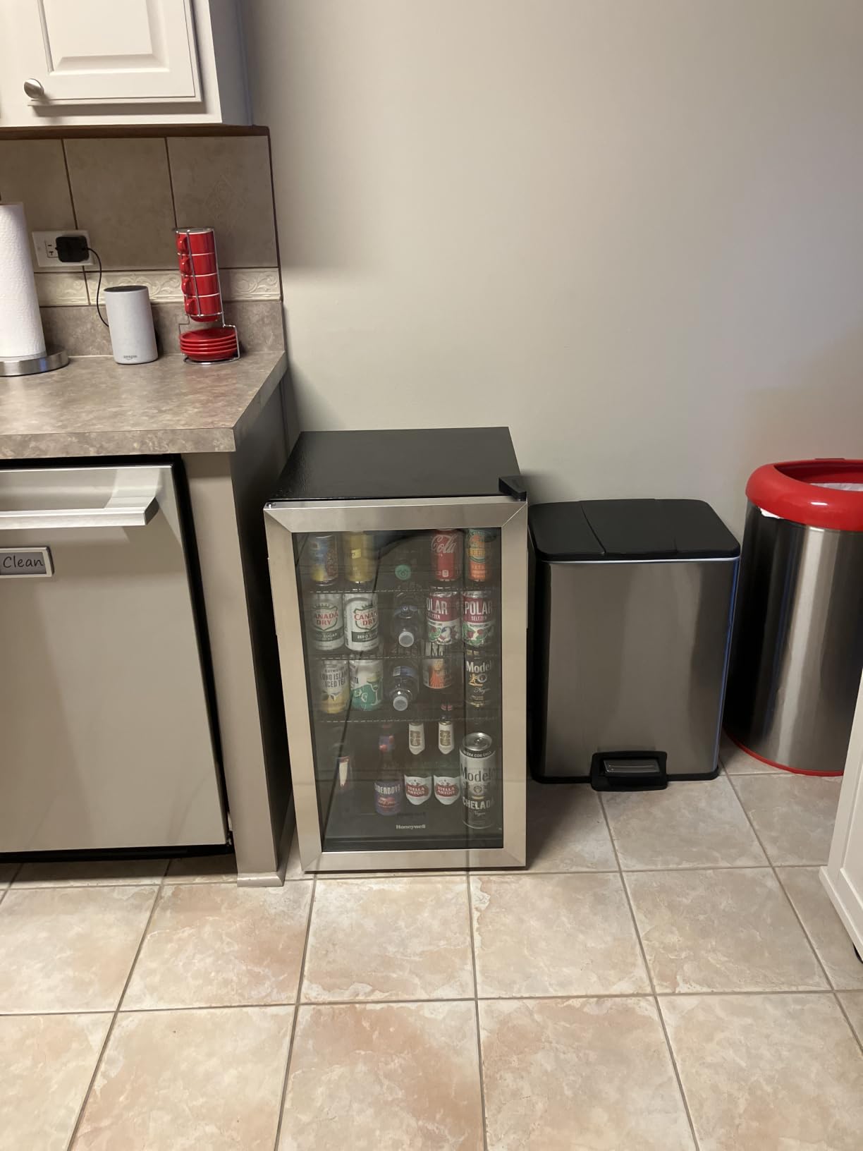 Honeywell Beverage Refrigerator and Cooler, 116 Can Mini Fridge with Glass Door for Soda Beer or Wine for Office or Bar with Adjustable Removable Shelving, Commercial Grade customer photo 1