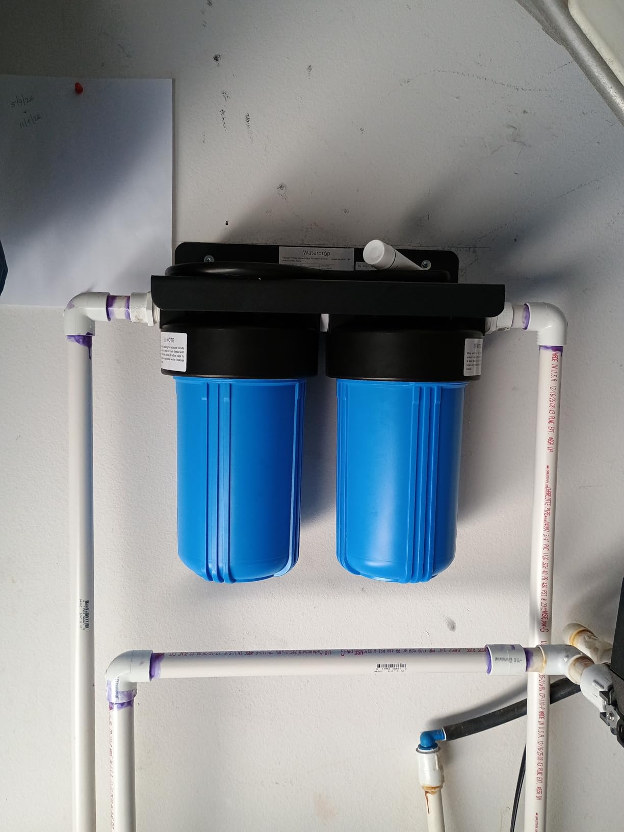 Waterdrop WHF21-FG 2-Stage Whole House Water Filter System, Reduces Iron & Manganese, Lead, Chlorine, Odor, 5-Stage Filtration, with Carbon and Sediment Filters, 5 Micron, 1